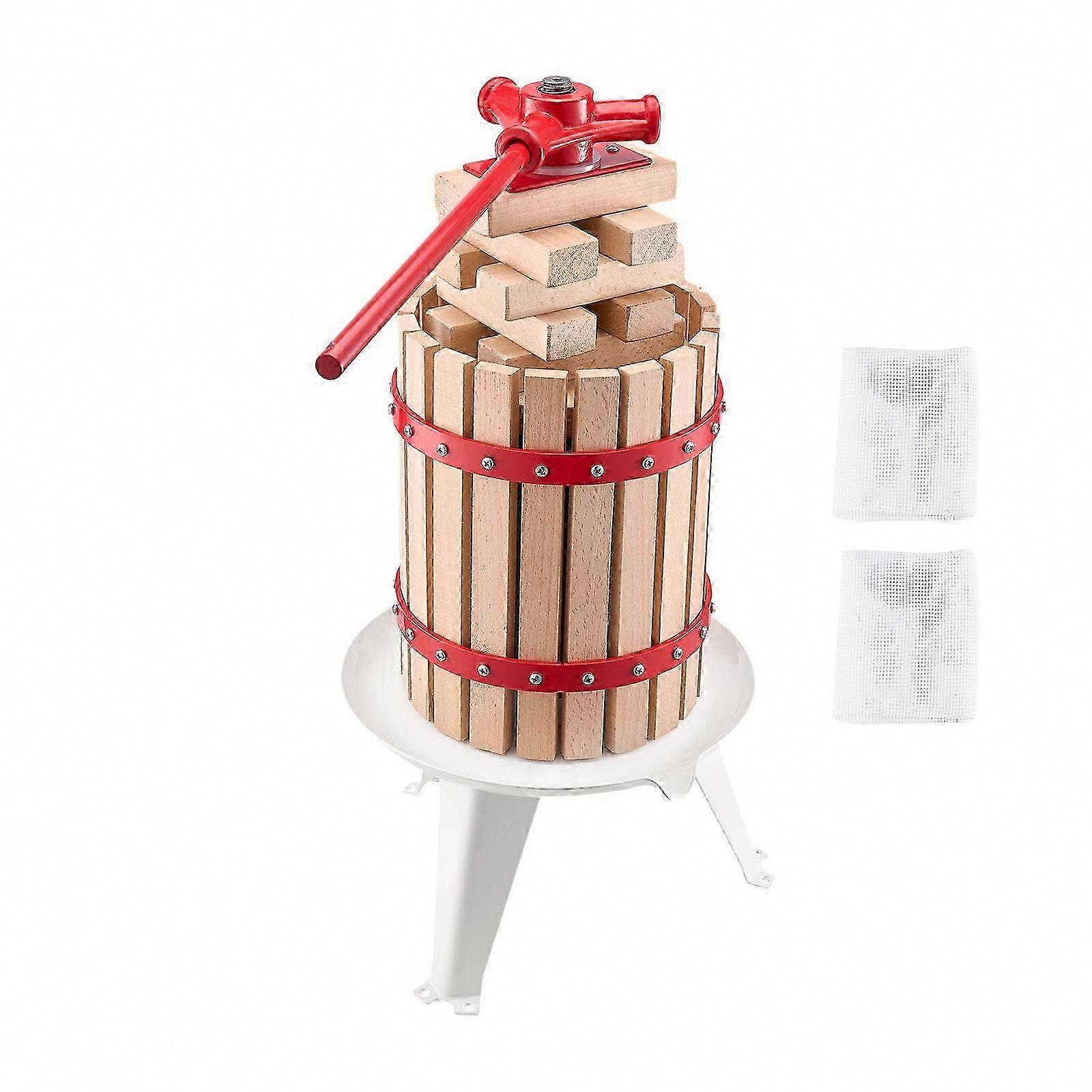 1.6 Gal Solid Wood Fruit Wine Press, 8 Blocks for Cider Grape Tincture Honey Olive Oil Making with Handle