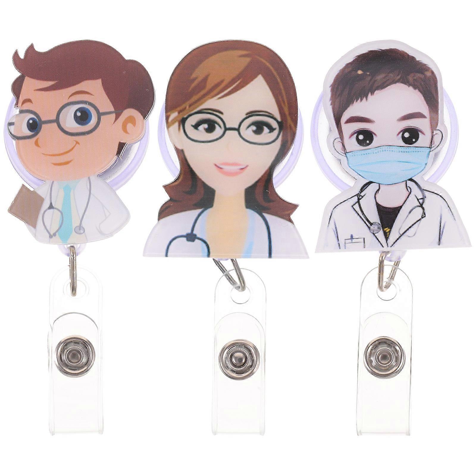 Reusable Id Card Badge Buckles Retractable for Storage Use 3Pcs Portable