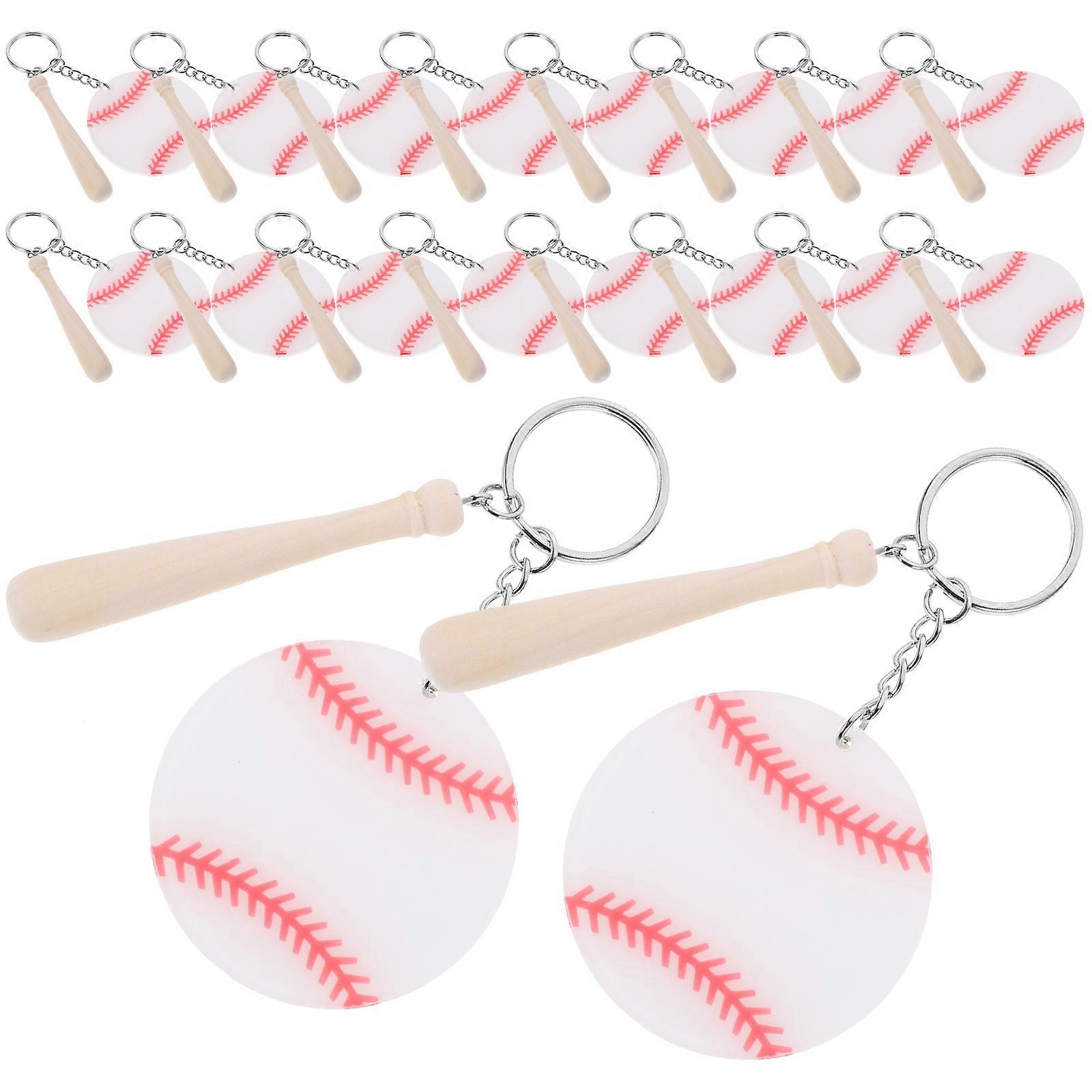 Baseball Bat Keychain for Backpack Accessories 36Pcs White Acrylic Metal