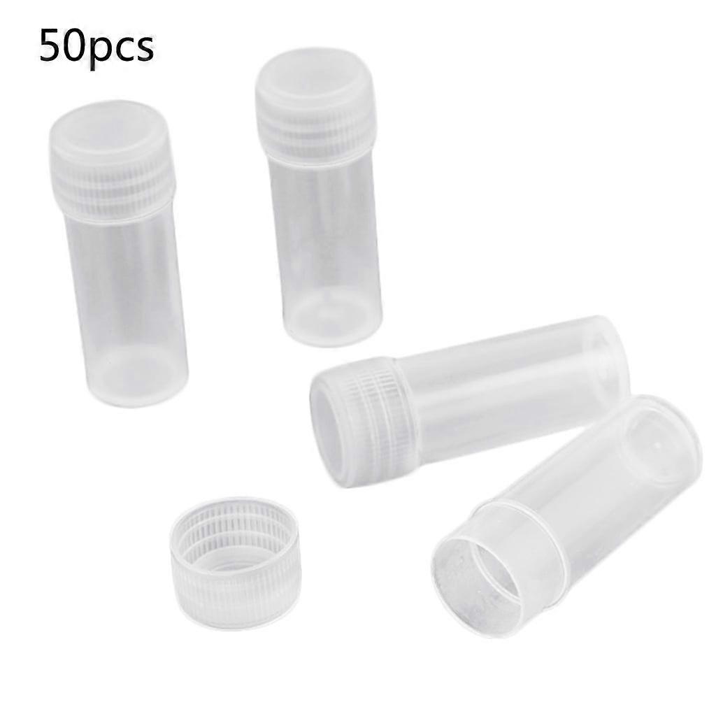 50 Pcs 5ml Plastic Sample Bottle Small Barrel Test Tube Vials Storage Container