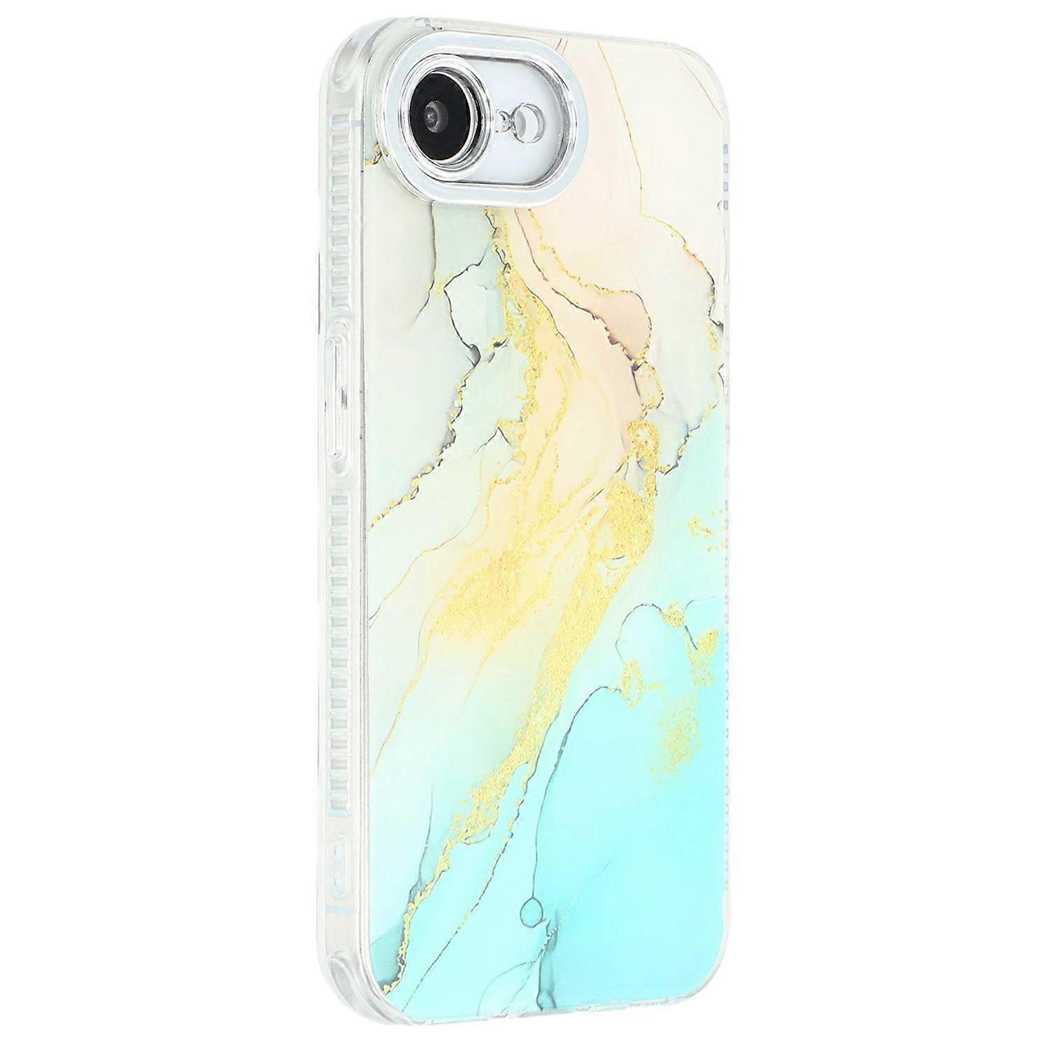 For iPhone 16e Case IMD Marble Pattern Electroplated Protective Phone Cover - M13