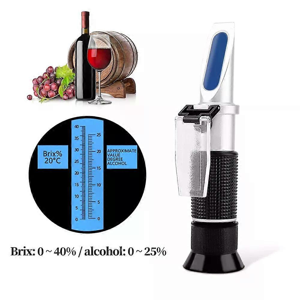 Handheld Alcohol Sugar Refractometer Tester Wine Concentration Meter Densitometer 0-25% Alcohol Beer 0-40% Brix Grapes Testing