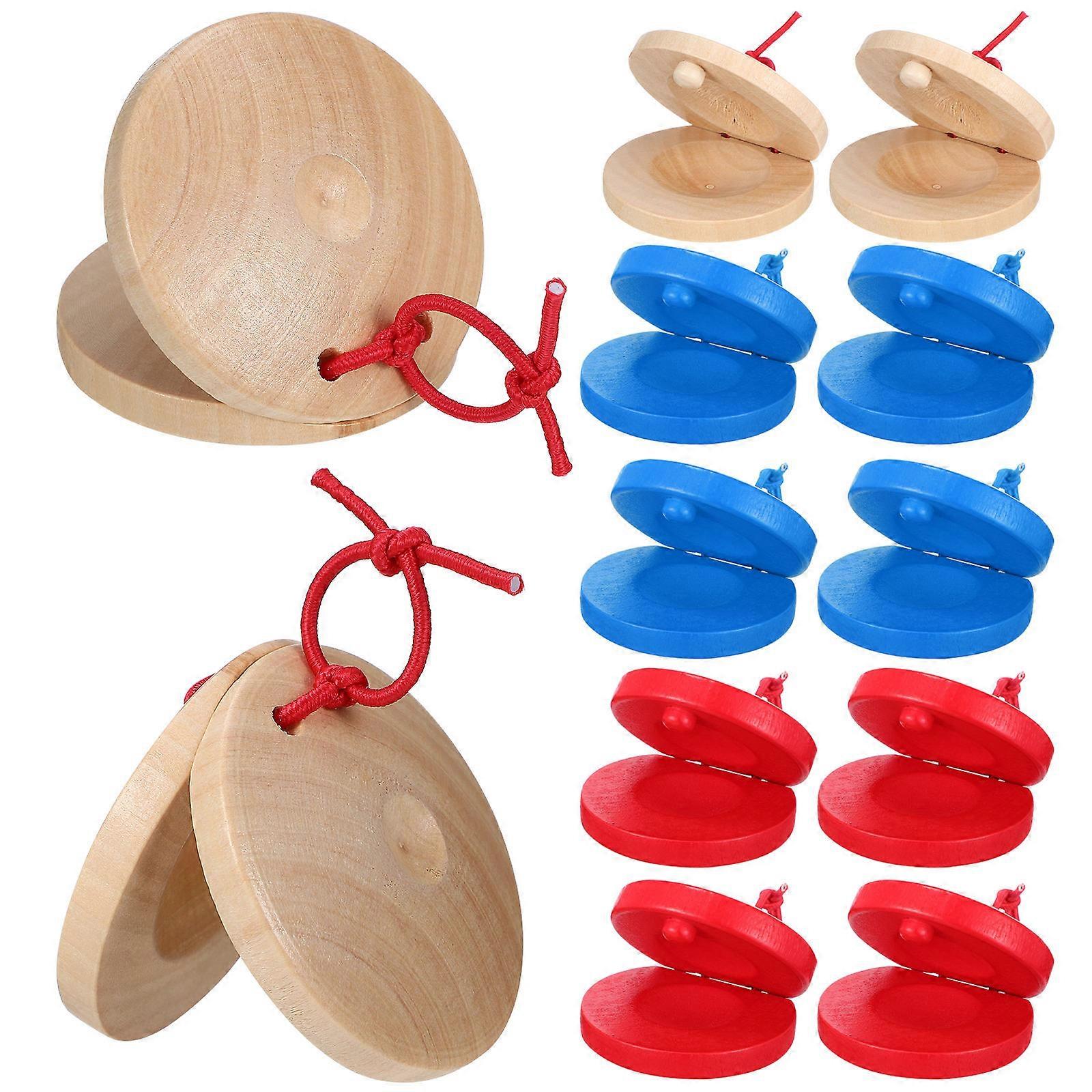 Wooden Castanets Educational Musical Instruments For Kids Assorted Color Coordination Enhancement 60Pcs