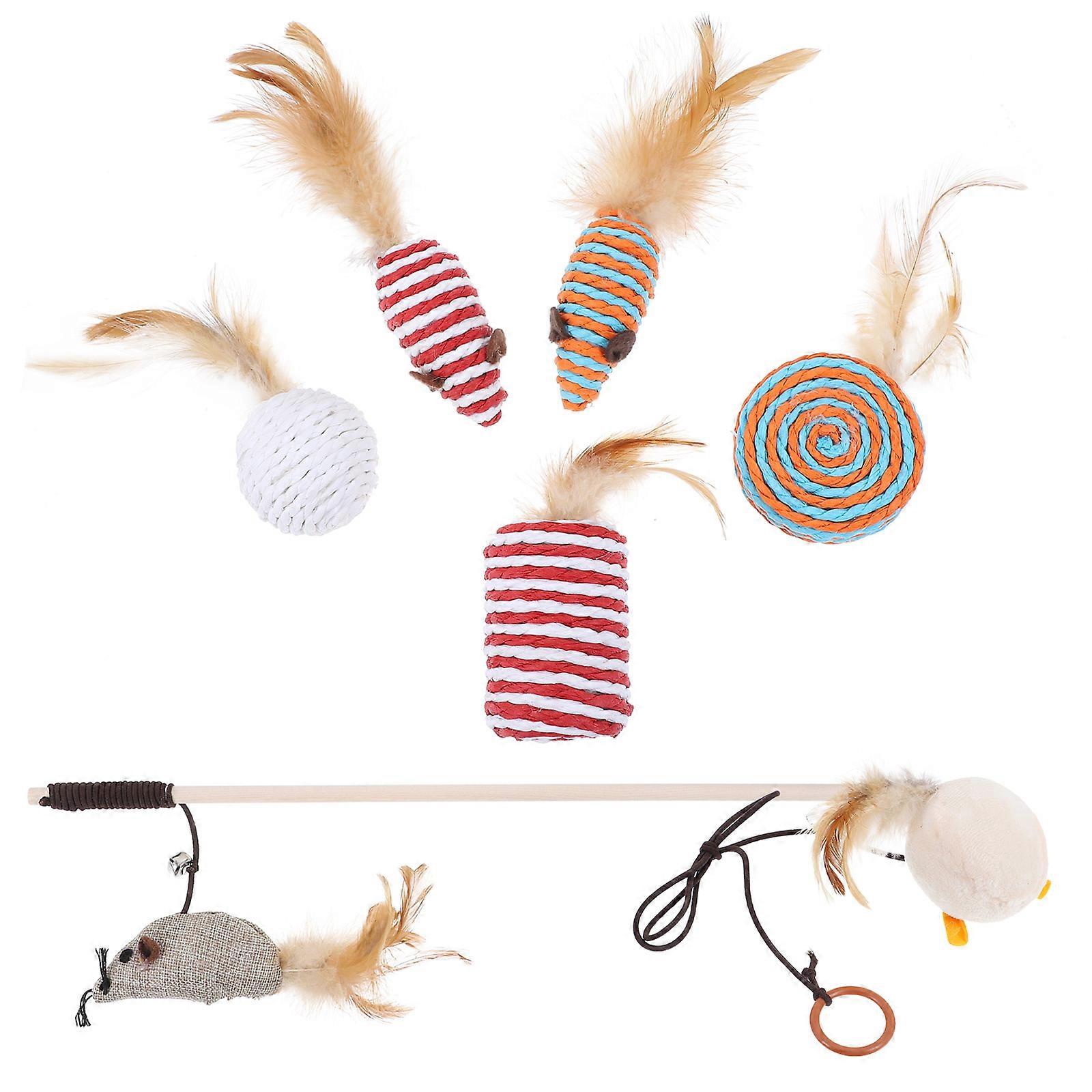Attract Cats Interactive Teaser Stick Cat Toy For Pet Owners 1 Set Assorted Color Attractive Design