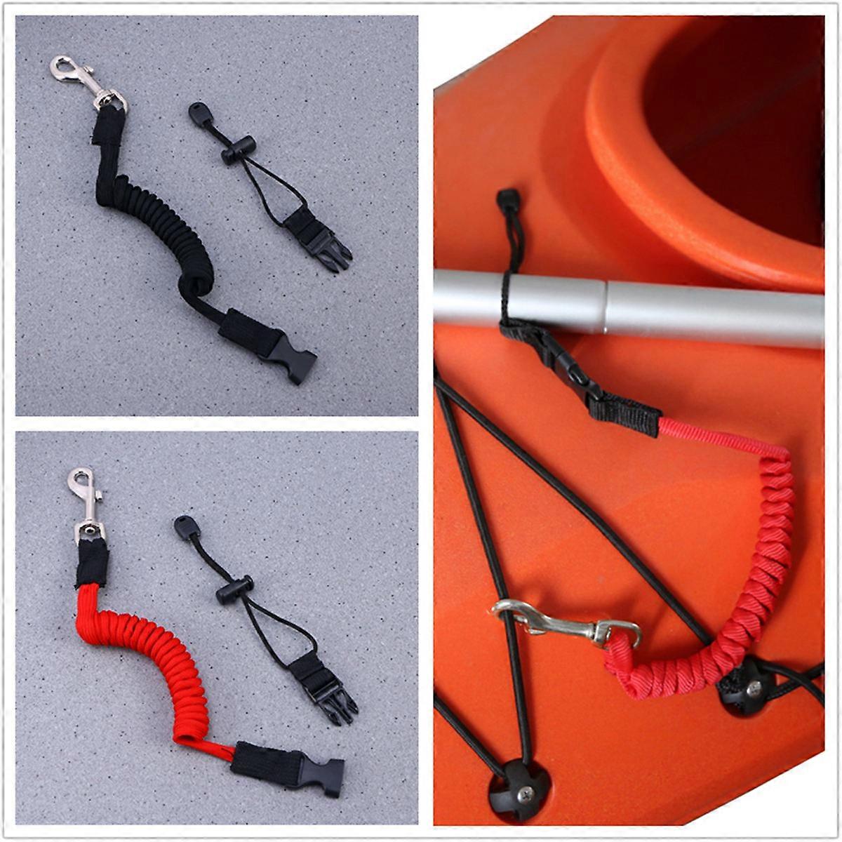 Paddle Rod Elastic Paddle Leash for Canoe Use 2Pcs Red Safety Cord