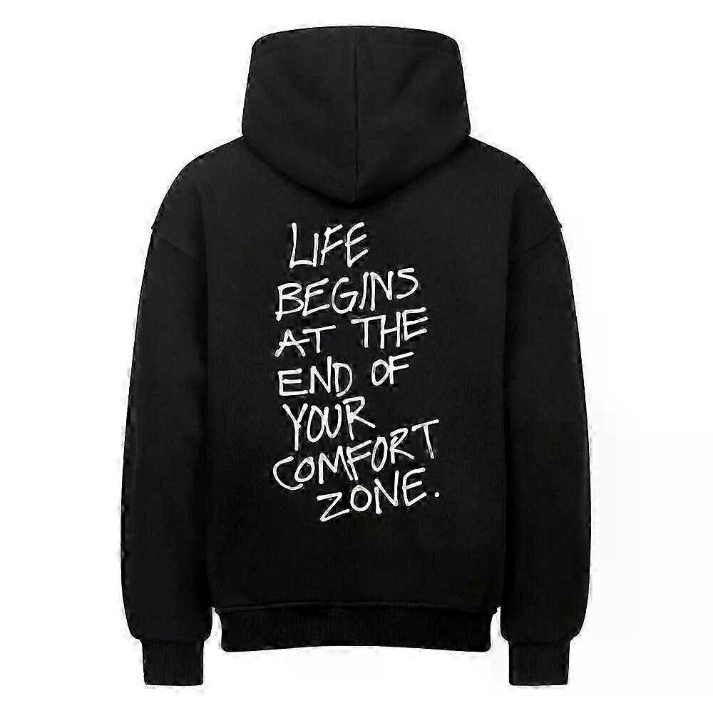 Das Leben beginnt, schwarzer Hoodie-Pullover Rockinstone