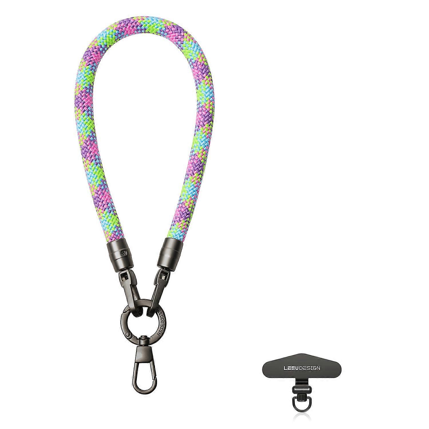 TKdaddy LEEU DESIGN 25cm Phone Wrist Strap Multicolor 8mm Polyester Lanyard Wristlet Charm with Tarnish Tether Tab - Colorful