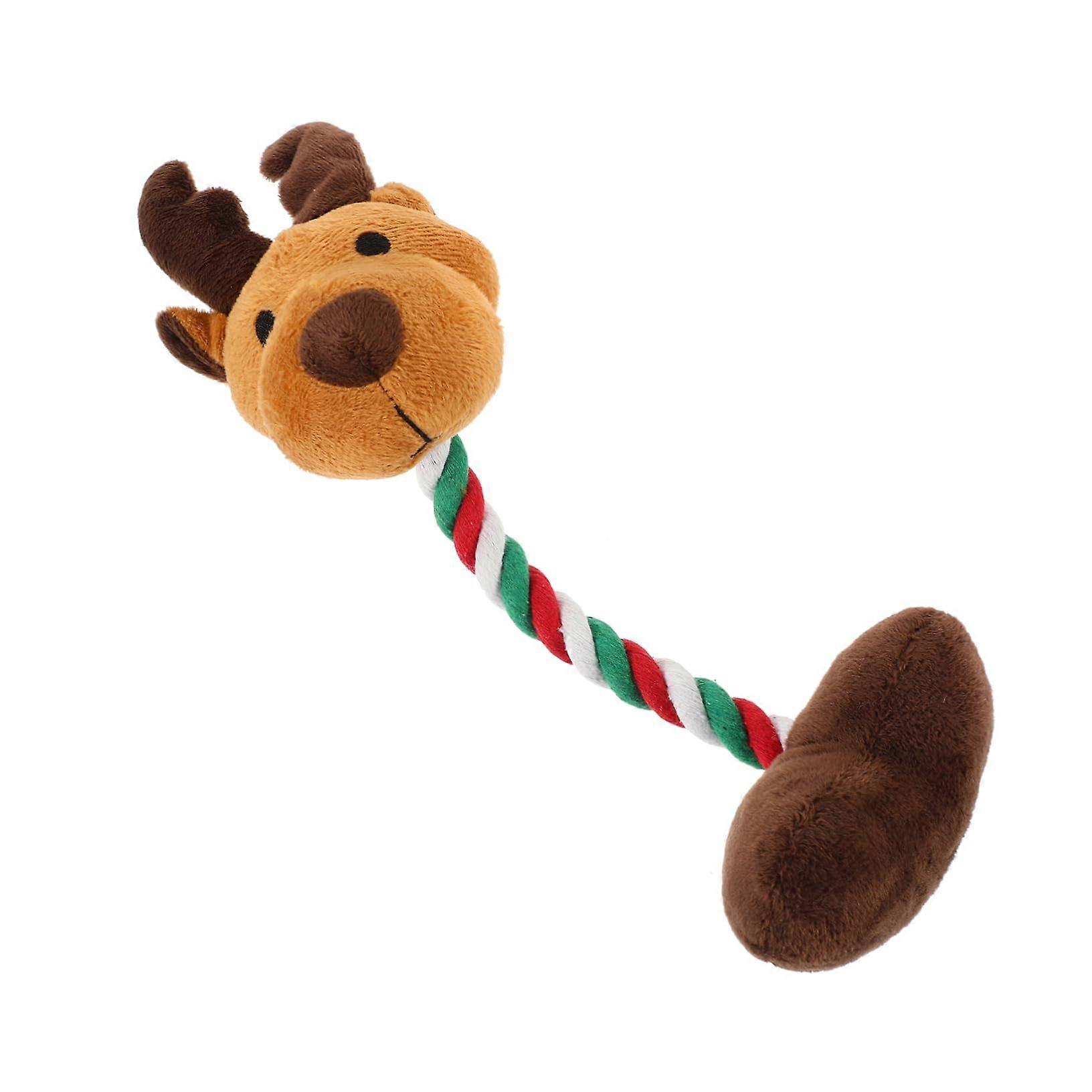 Squeaky Dog Toy Elk Shaped Christmas Teething Puppy Chew Toy Soft Material For Boredom Relief For Dogs