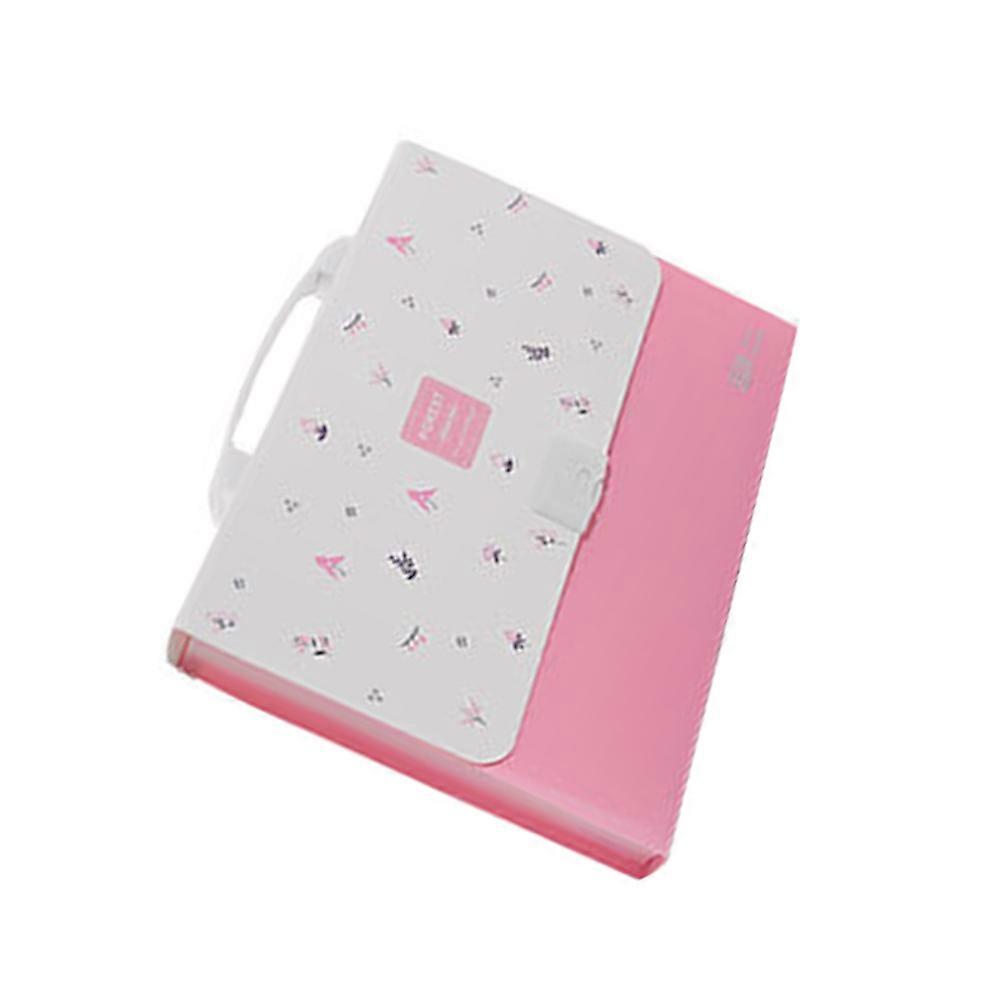 Professional Accordion Folder For School Use 33x3x24cm Dustproof Pink File Storage 1Pcs