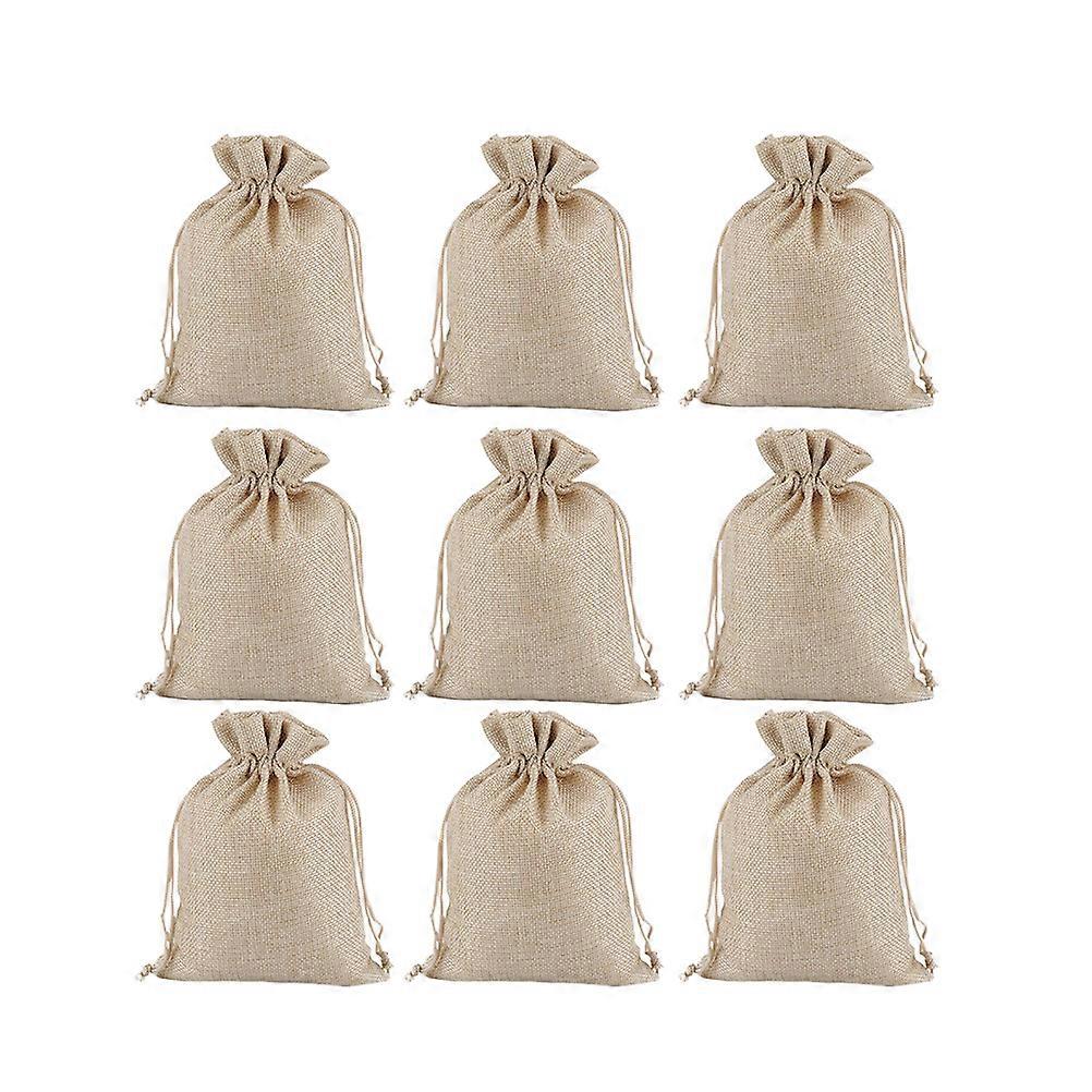 Gift Linen Drawstring Bag for Jewelry Storage Pouch 15Pcs Beige