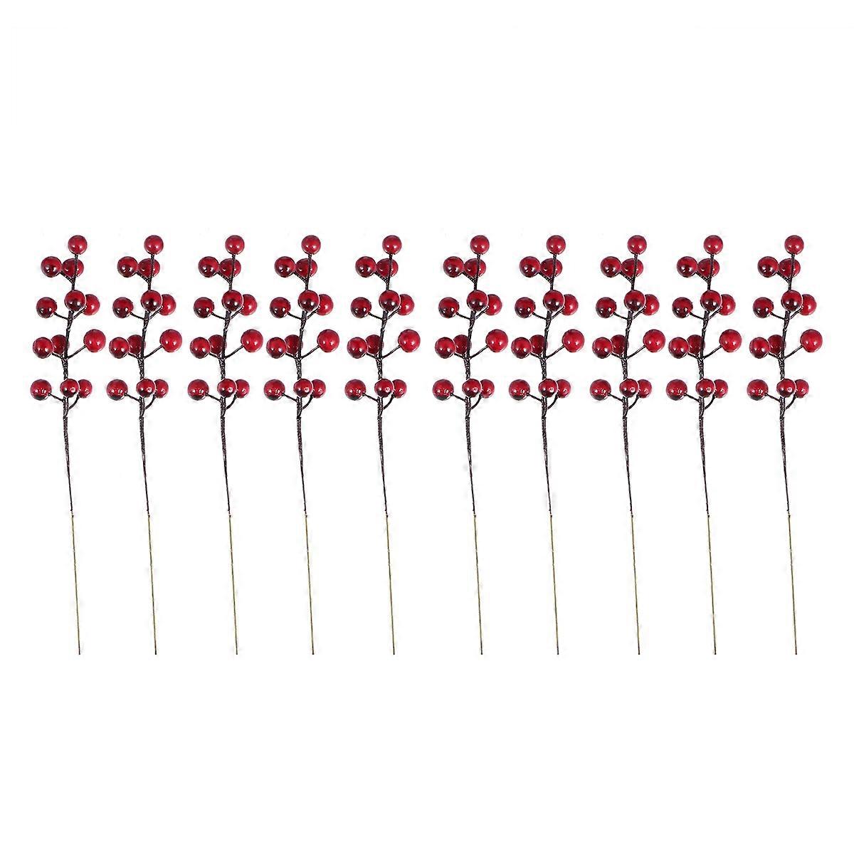 Berry Stems Christmas Decoration Red Artificial Branches 20Pcs Pack