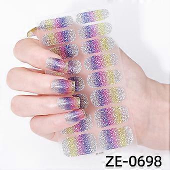 Gradient Pink Nail Stickers, 16 Pieces Glitter Nail Art Decals with Nail File