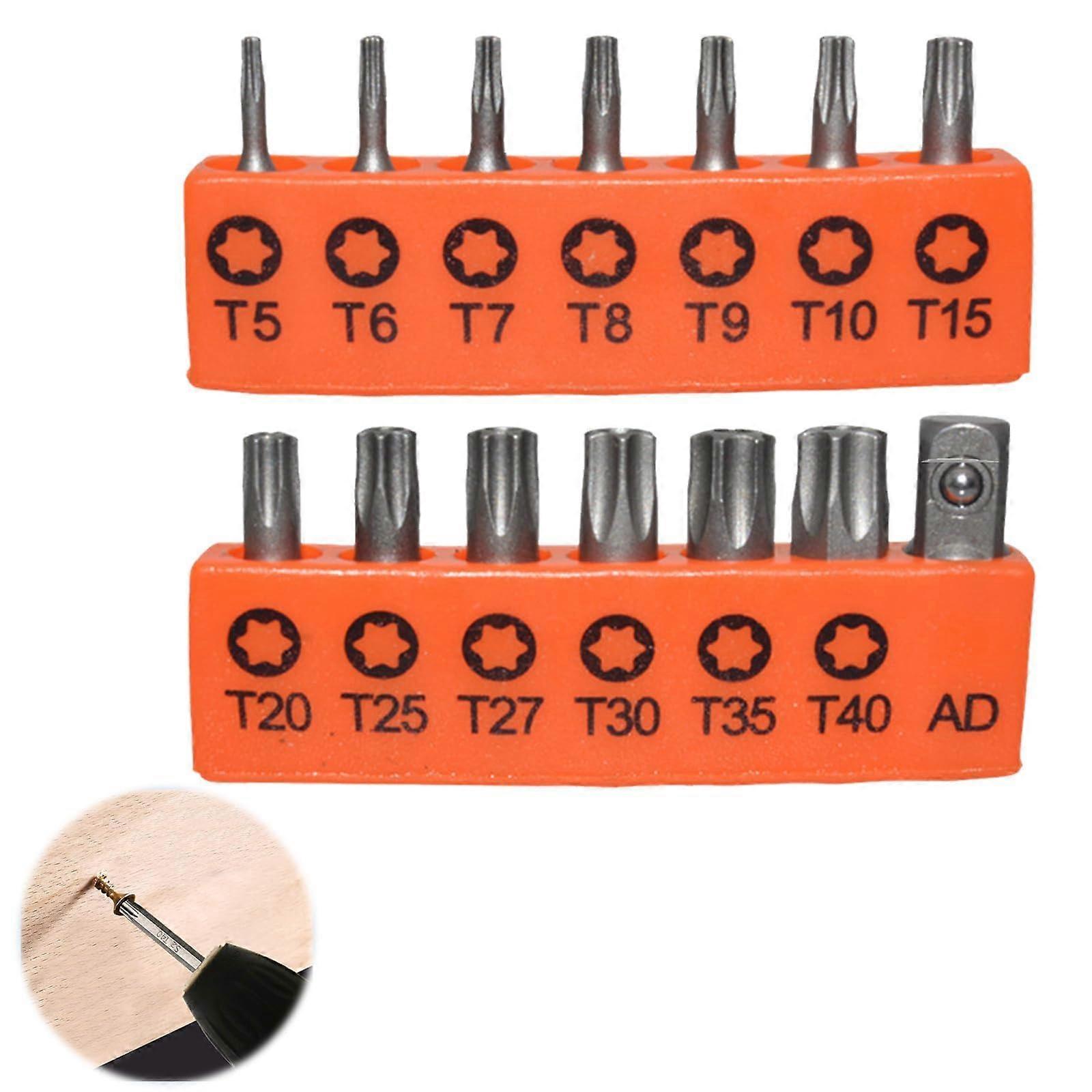 14 Piece Tamper Resistant Star Bit Set, Torx Security Bits T5T40, Electronics and Appliances Metric Screwdriver Kit
