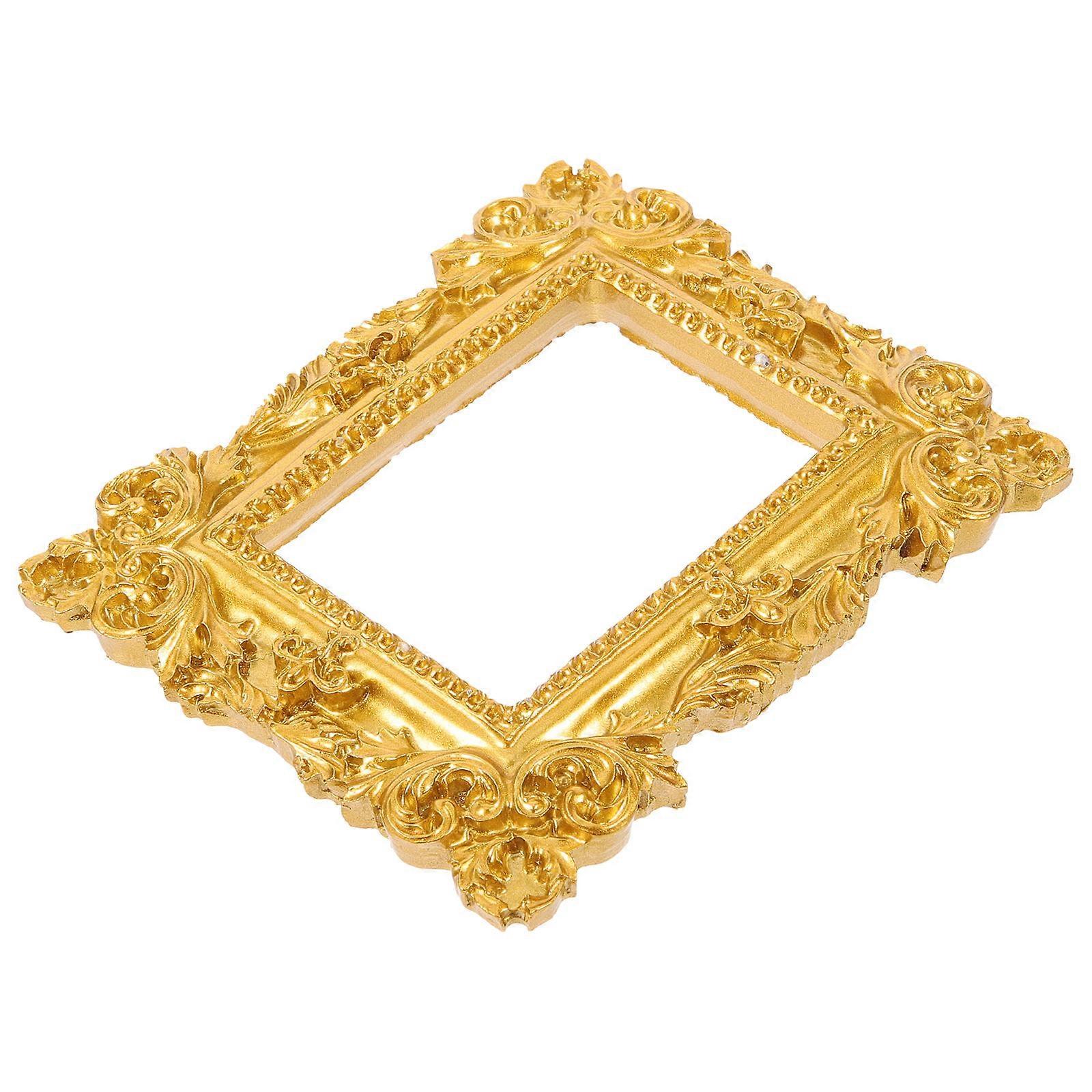 Mini Resin Photo Frame for Home Decoration 6Pcs Golden Retro Desktop Ornament