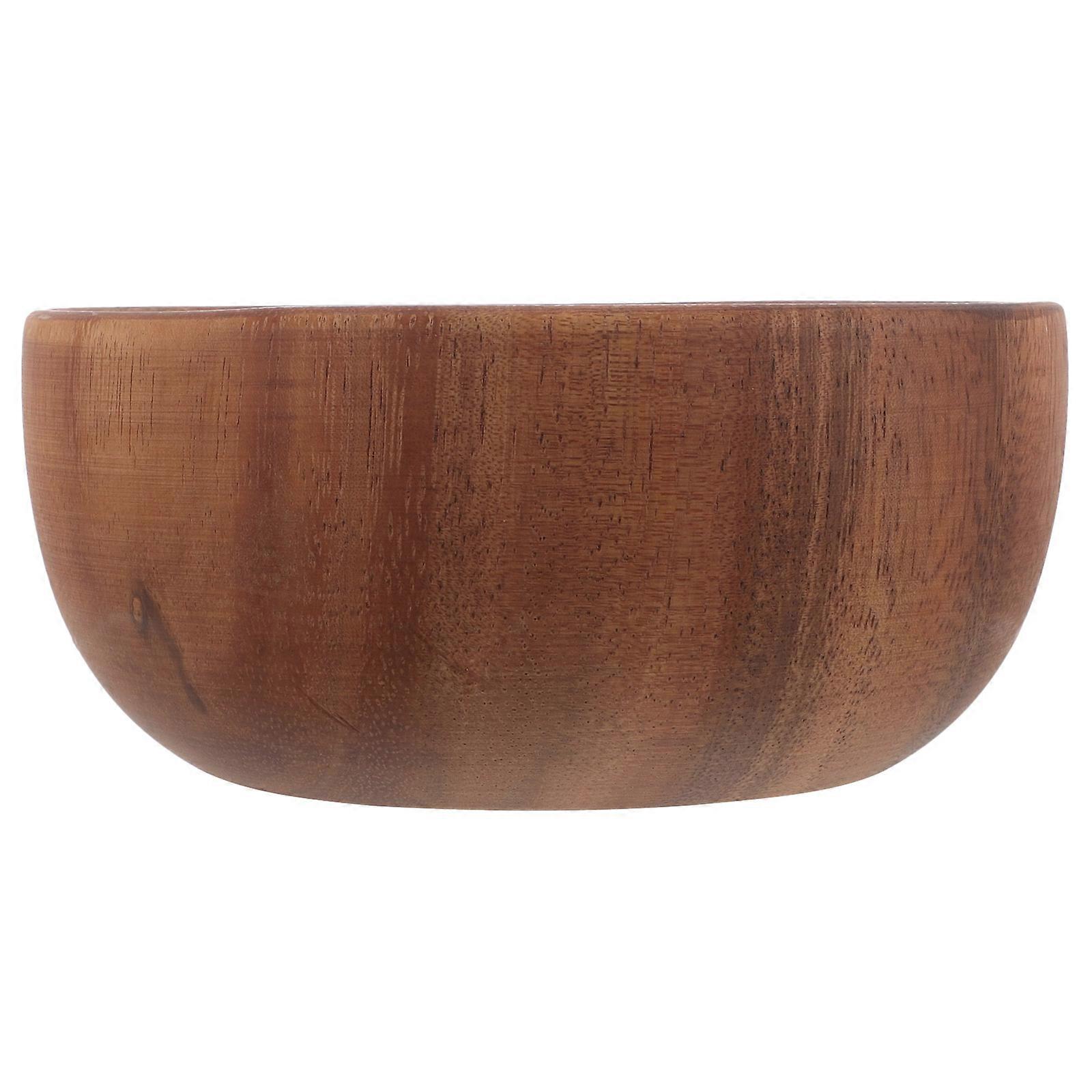 Japanese Design Flat Bottom Serving Bowl For Home Use Smooth Wooden Salad Bowl Wear-resistant 1Set
