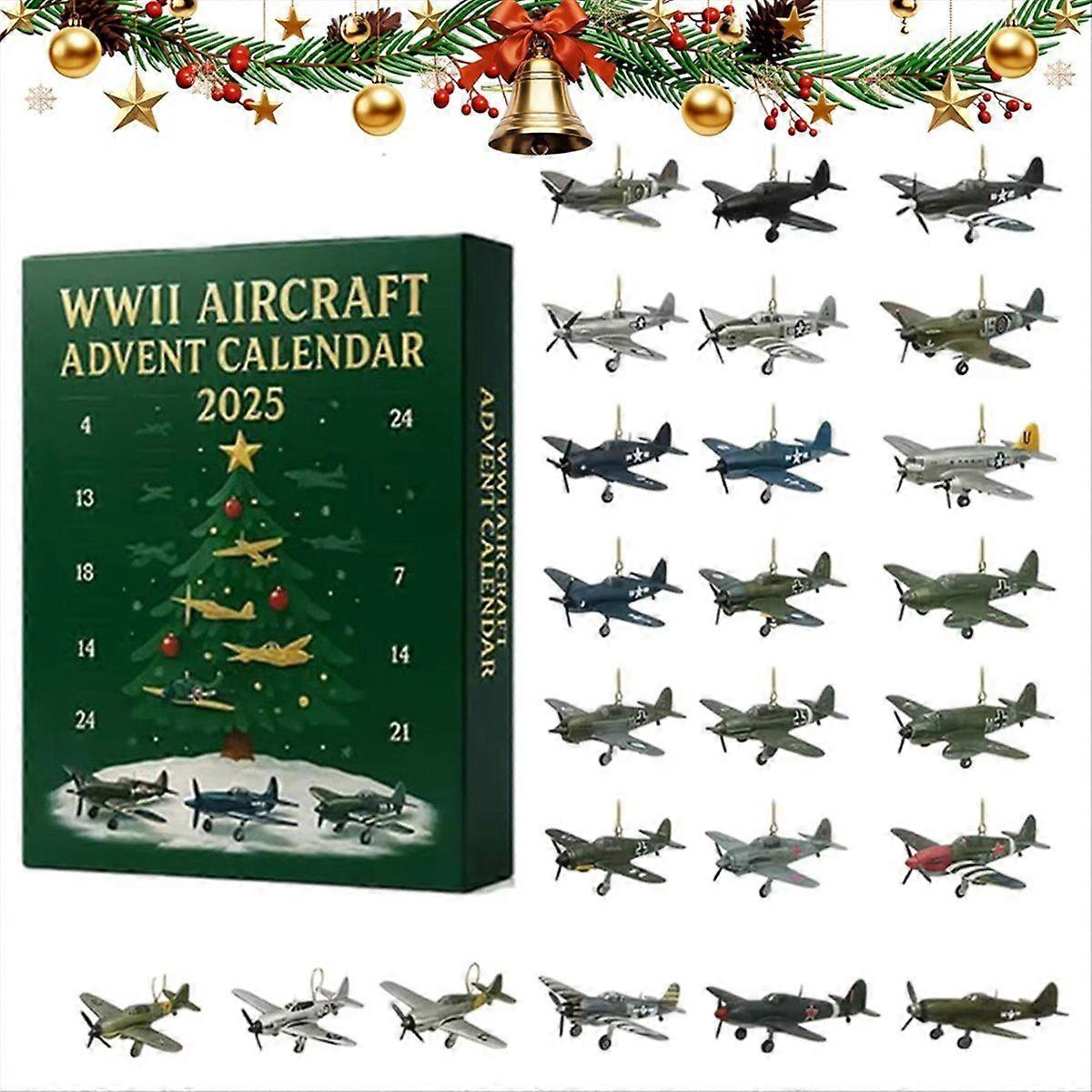 Aircraft 24 Days Christmas Countdown Calendar with 2D Acrylic Warbirds Christmas Advent Calendar Xm