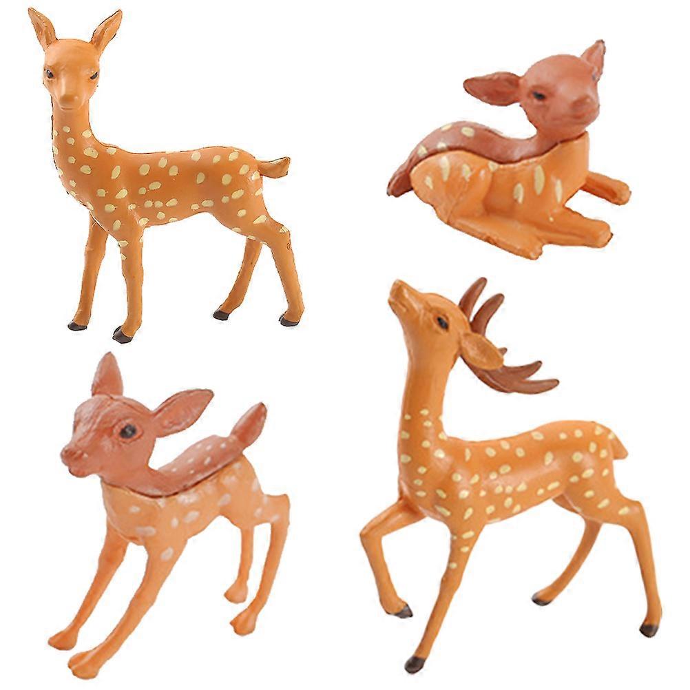 Adorable Deer Figurine Ornament for Small Gardens and Mini Houses in Assorted Color with Retro Gold Design 4Pcs