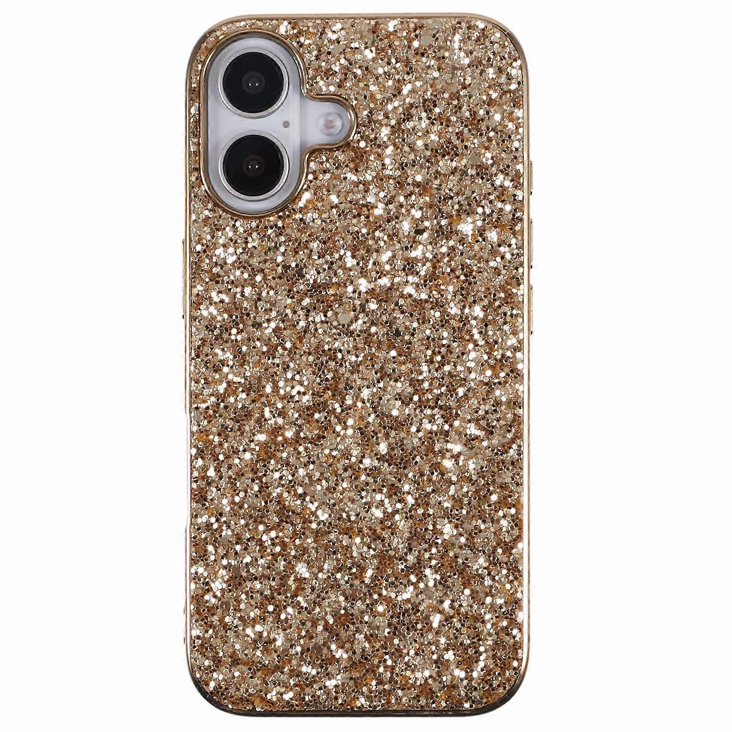 For iPhone 16 Case TPU + PC Sparkling Glitter Phone Back Cover