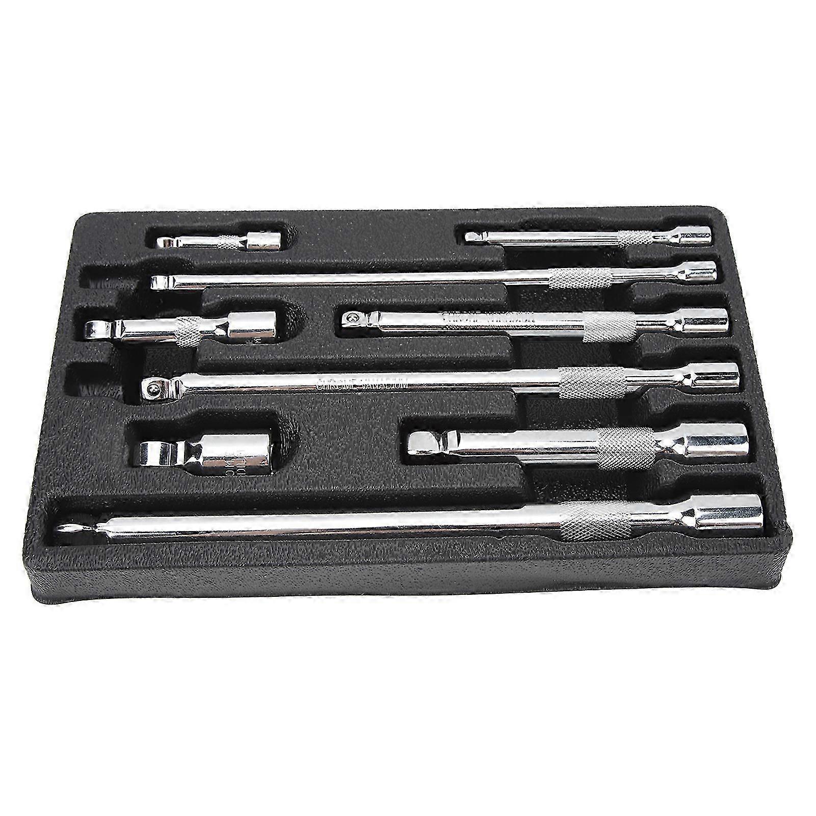 9 Piece Wobble Extension Bar Set 1/4in 3/8in 1/2in Drives Extension Bar Set with Storage Tray