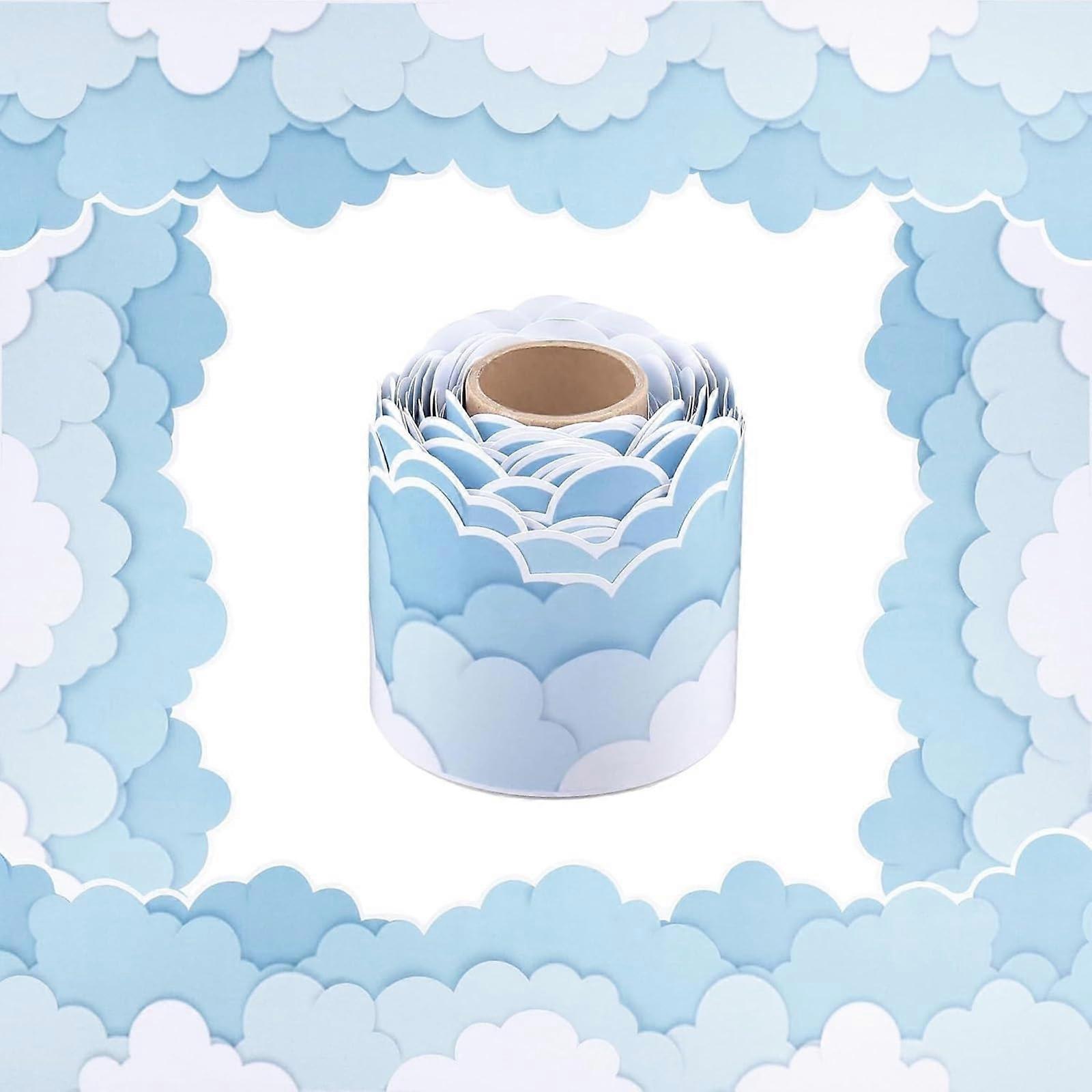 Cloud Mass Pattern Border Trim Wall Sticker 32.8ft For Classroom Notice Board Chalkboard Bulletin Board