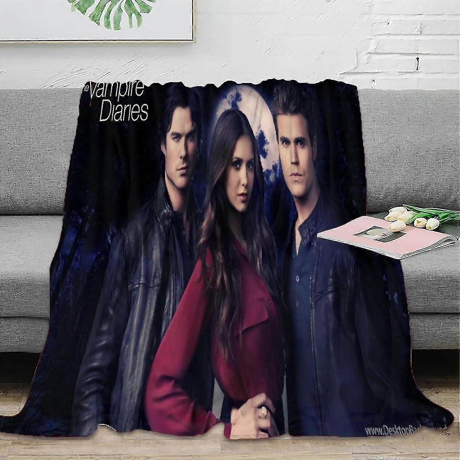 Cobertor 3D Print The Vampire Diaries Cobertores de Pelúcia Filmes de Terror Cobertor de Flanela Cobertor Macio Cobertor para Sofá-Cama Sala de Estar Sofá-Cama Azx