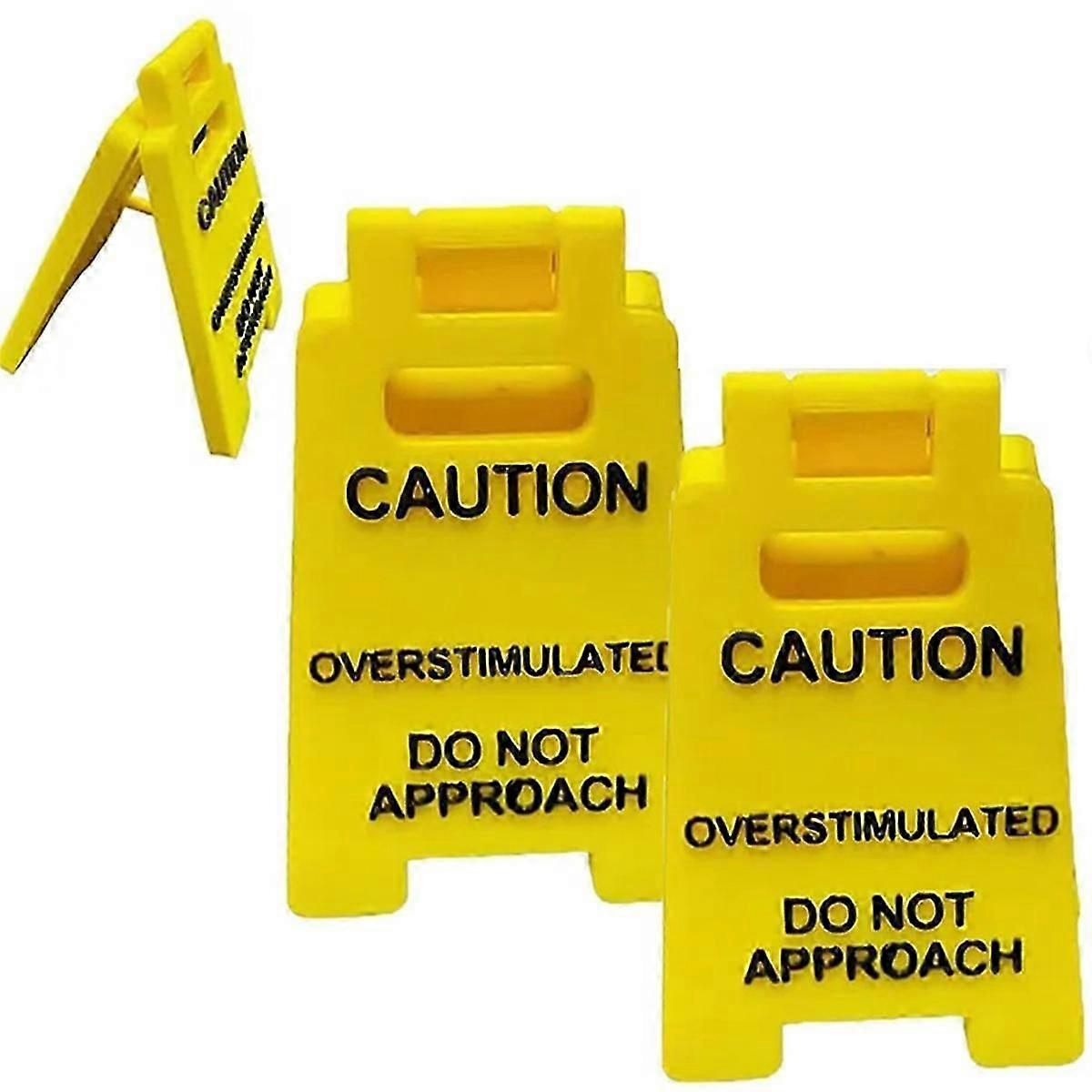 3Pcs Desk Sign Caution Overstimulated Desktop Reminder Decorative