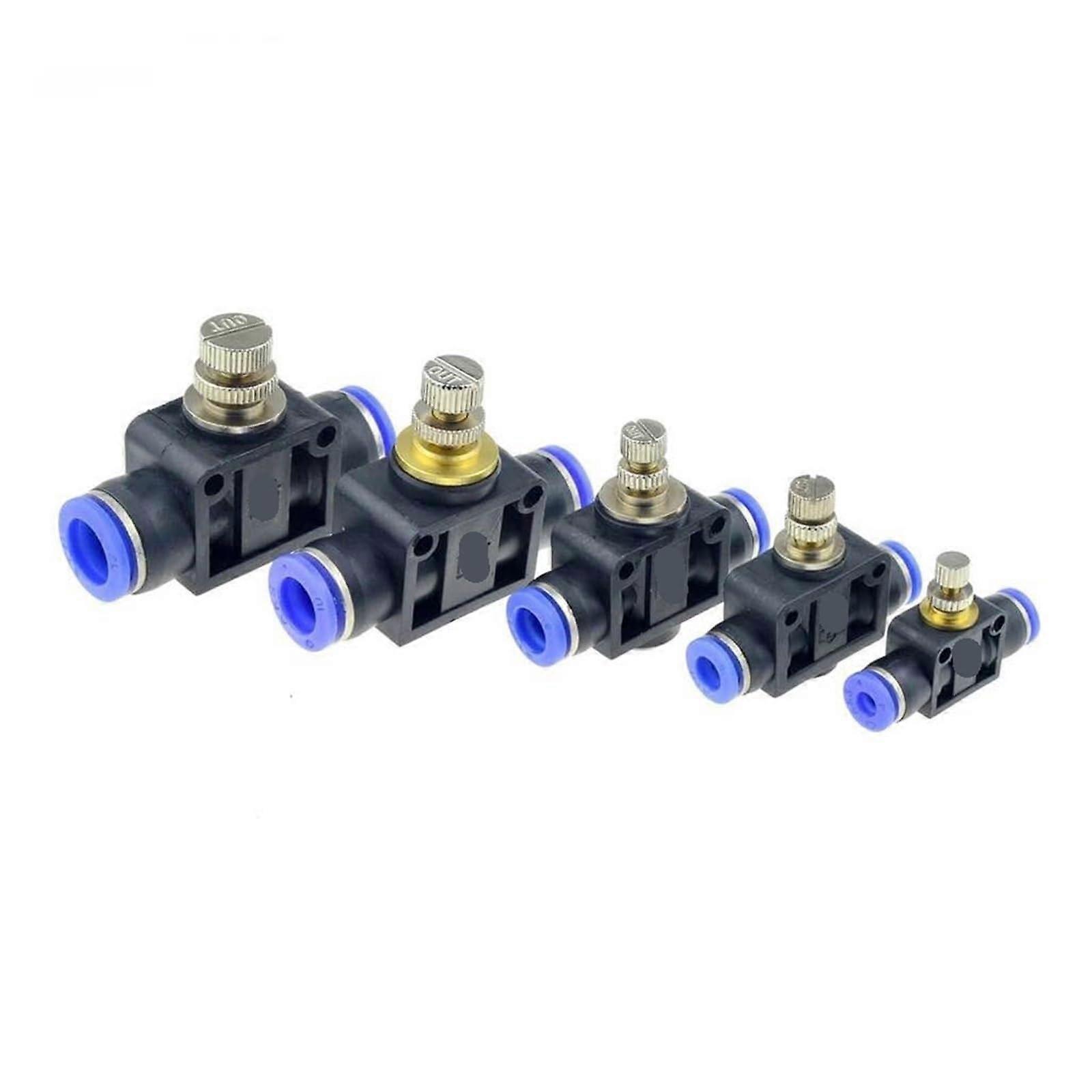 Pneumatic Flow Speed Regulating Valve, 5 Pieces, 4, 6/8/10/12, Adjustable Air Pipe Accessories