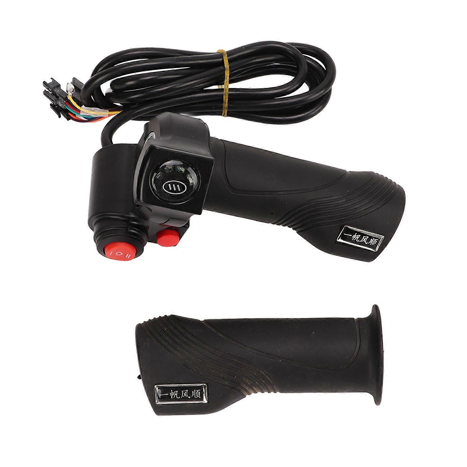 Bike Throttle Grip Set 3 Speed 4 Light Accelerator Handlebar with Power Display Switch for Electric Bicycles 48V