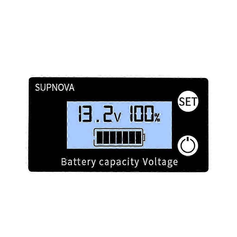SUPNOVA DC 8-100V Battery Capacity Indicator Voltmeter Voltage Gauge,Style: Blue +Alarm + Temperature