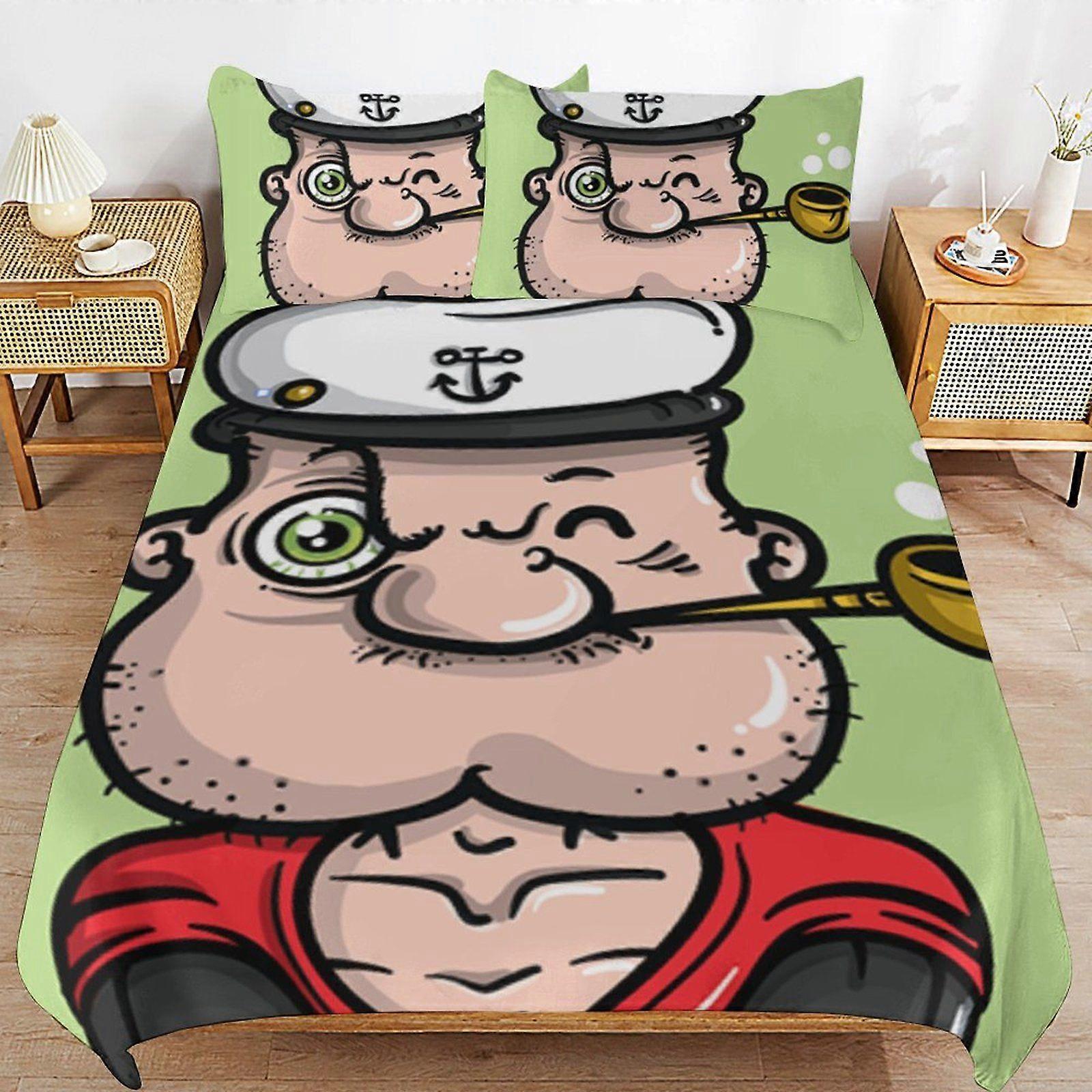 E228 Popeye the Sailor Classic Feel Thread Line Comfort Touch Secure Zip Practical Layer Duvet Cover Sets Habit F228