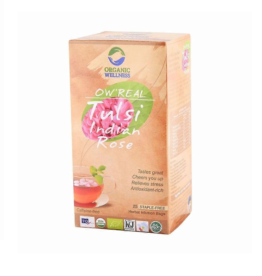 Чай с Тулси и Индийской розой (25 пак, 1.55 г), Tulsi Indian Rose Tea,  Organic Wellness