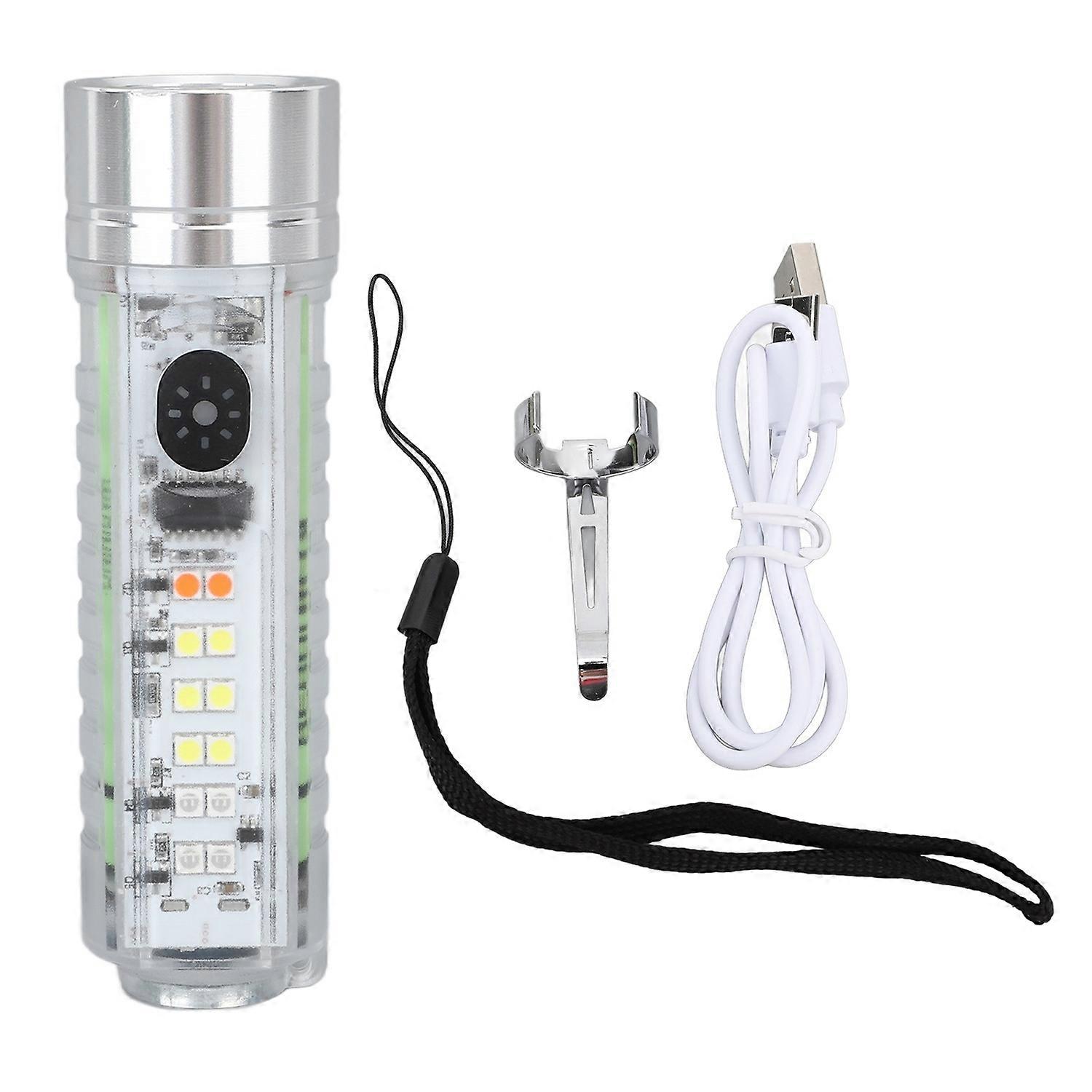 Mini Outdoor Flashlight USB Rechargeable 3 Lighting Work Lamp Magnetic End Emergency Flashlight Fixe