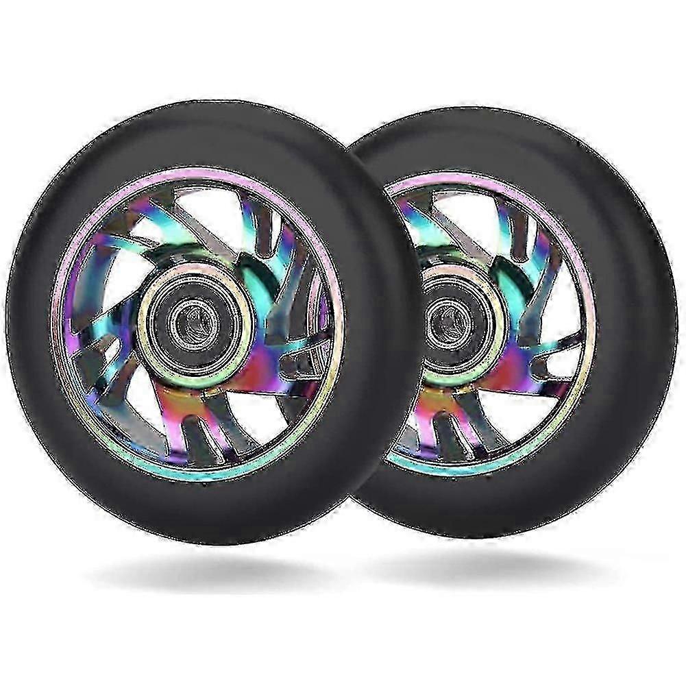 2 Pack 100mm Stunt Scooter Replacement Wheels with Bearings