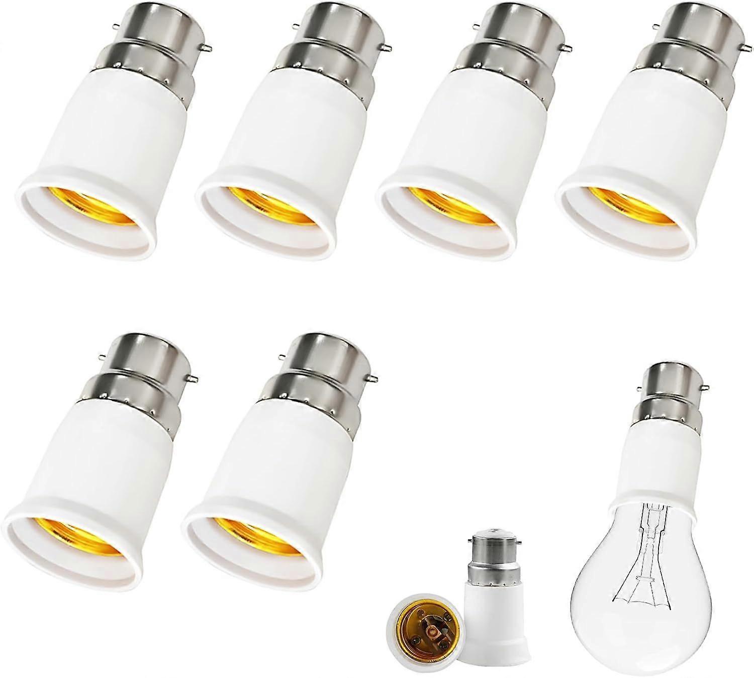 6-Piece B22 to E27 Adapter, Bayonet to Screw Bulb Adapter, B22 to E27 Screw Socket Converter, 0-250V, for LED, Incandescent, Halogen and CFL Bulbs for