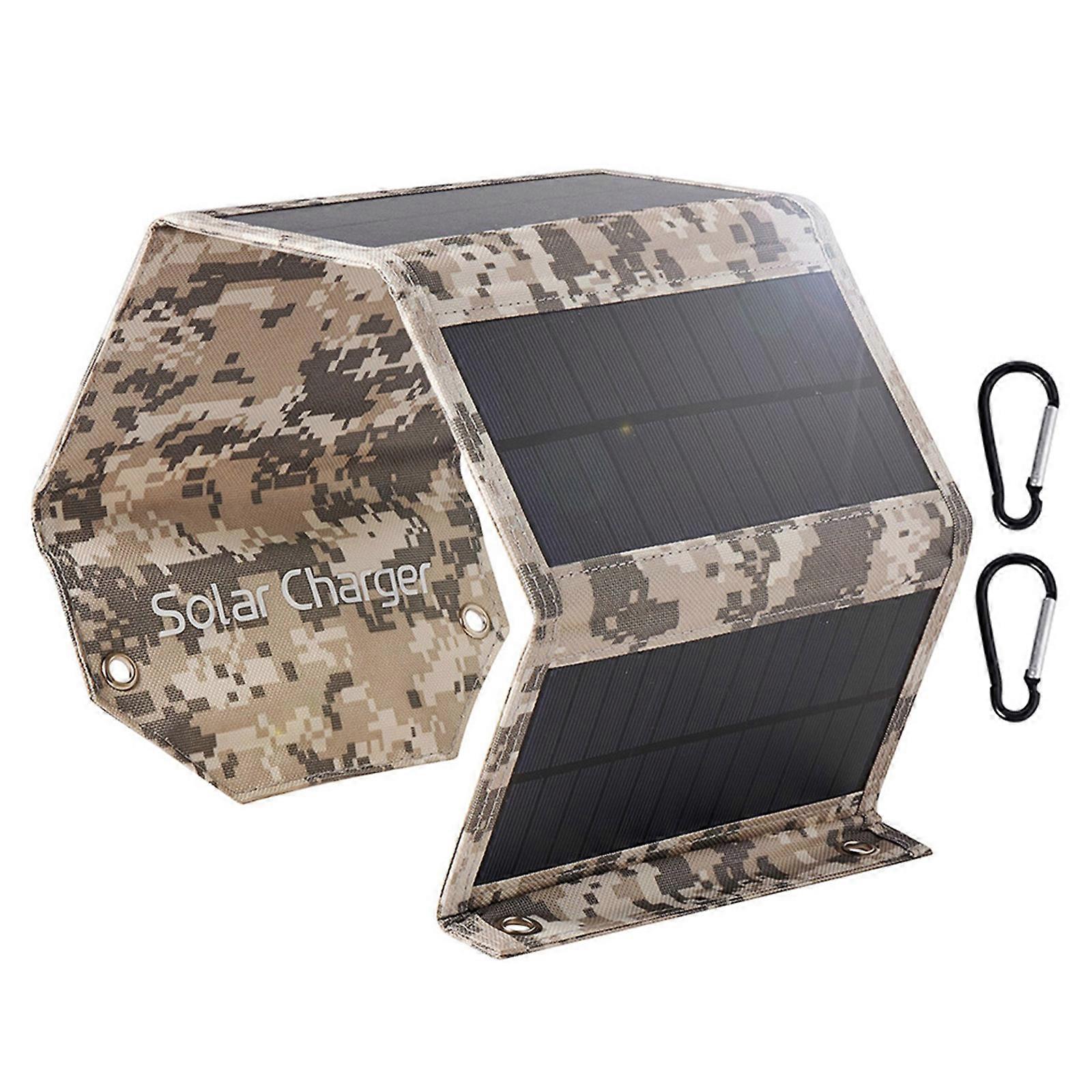 High Efficiency 8W 5V Single USB Output Solar Charge Cell Plate Compact Folding Solar plate Charging Device for Backpacking  Camouflage