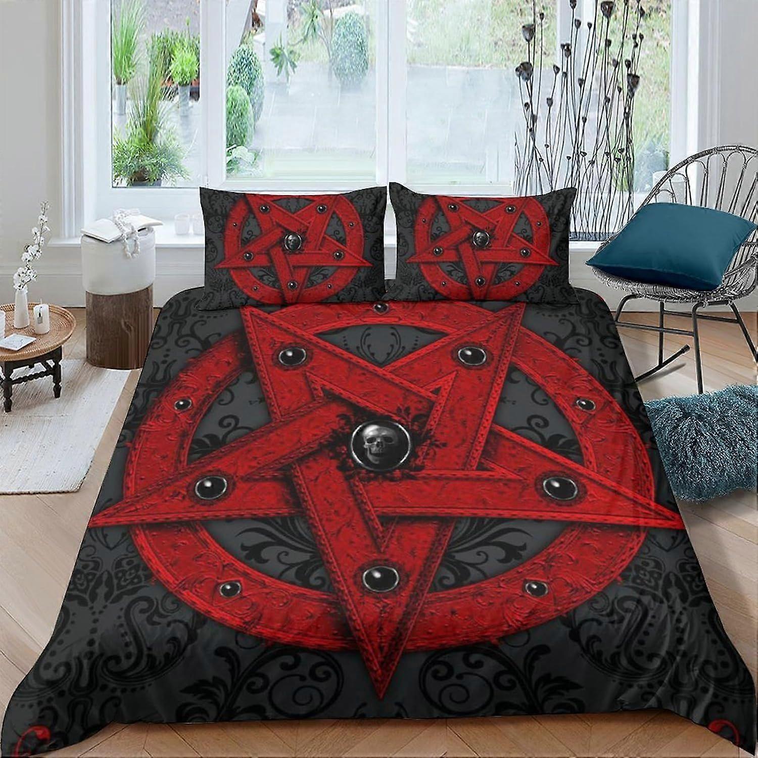 Gothic 3D badge Duvet Cover Set badge Pattern Printed Bedding Duvet Cover with Zipper Closure 3 Pieces Soft Comforter Cover