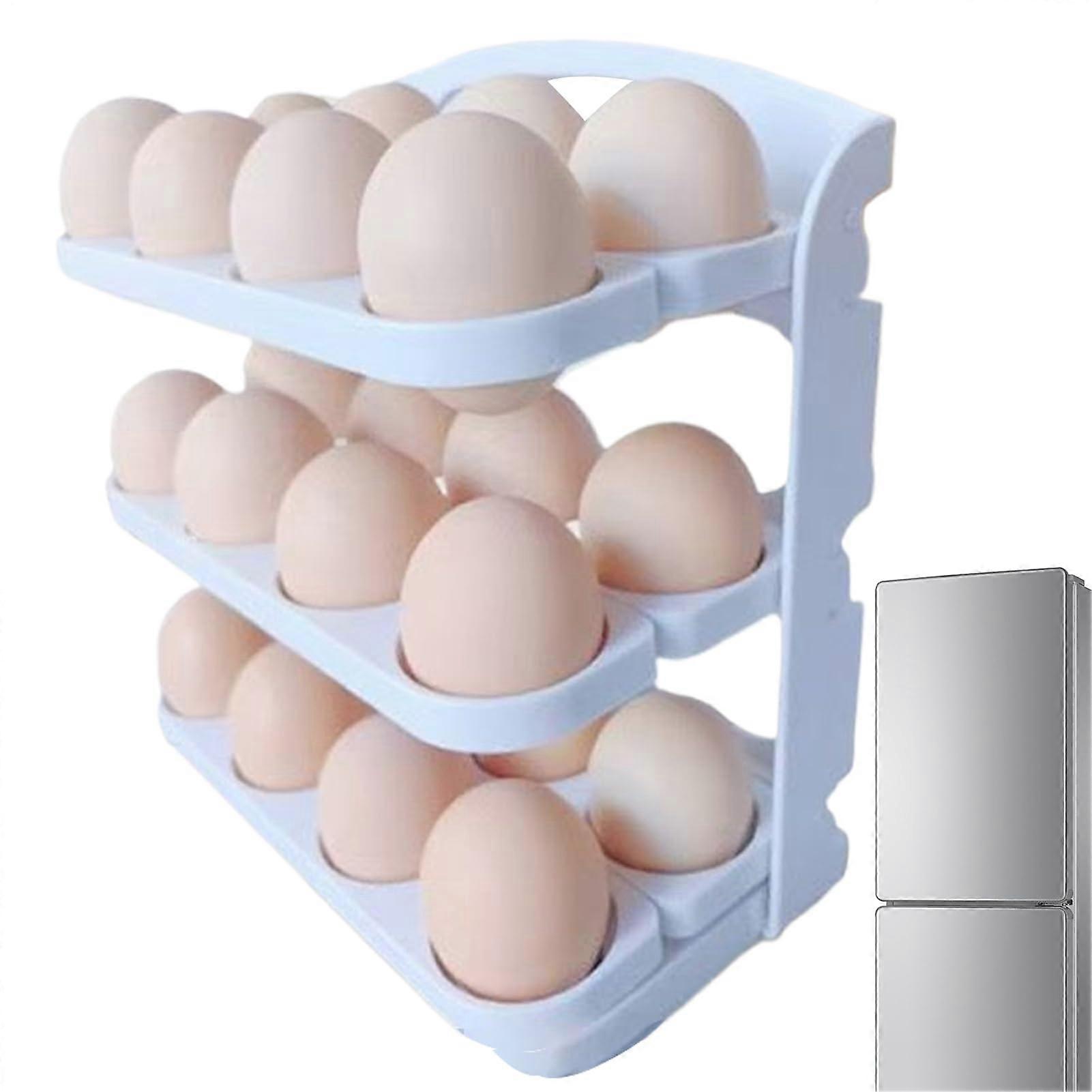 Egg Holder Fridge Organizer with Foldable Handle for Kitchen Pantry Restaurant Storage