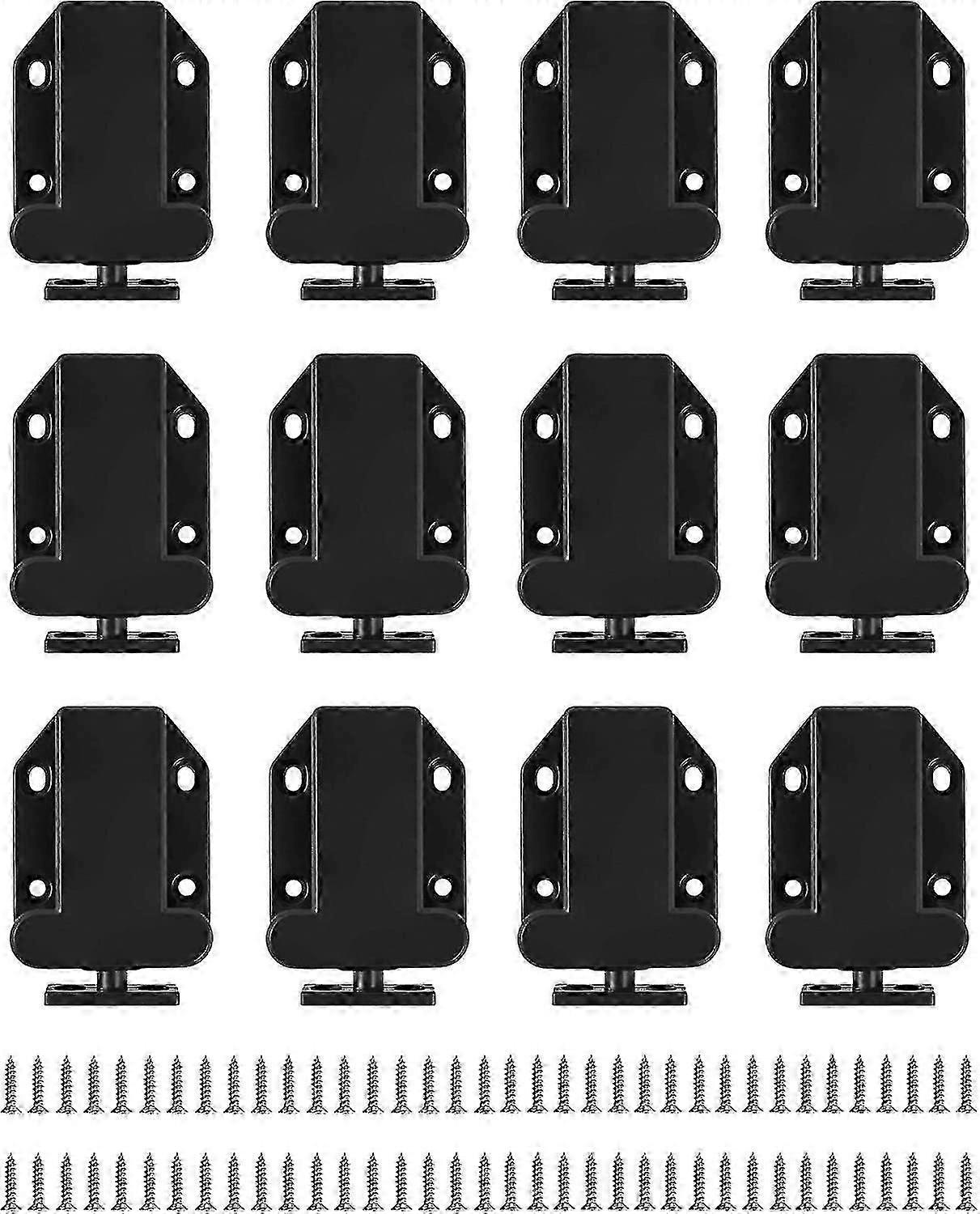 Touch Release Catch Latch, Push To Open Catch Lock com Bloqueio de Gabinete Função Pop-up Automática, Push Latch Para Armário, Gaveta, 12 Packblack