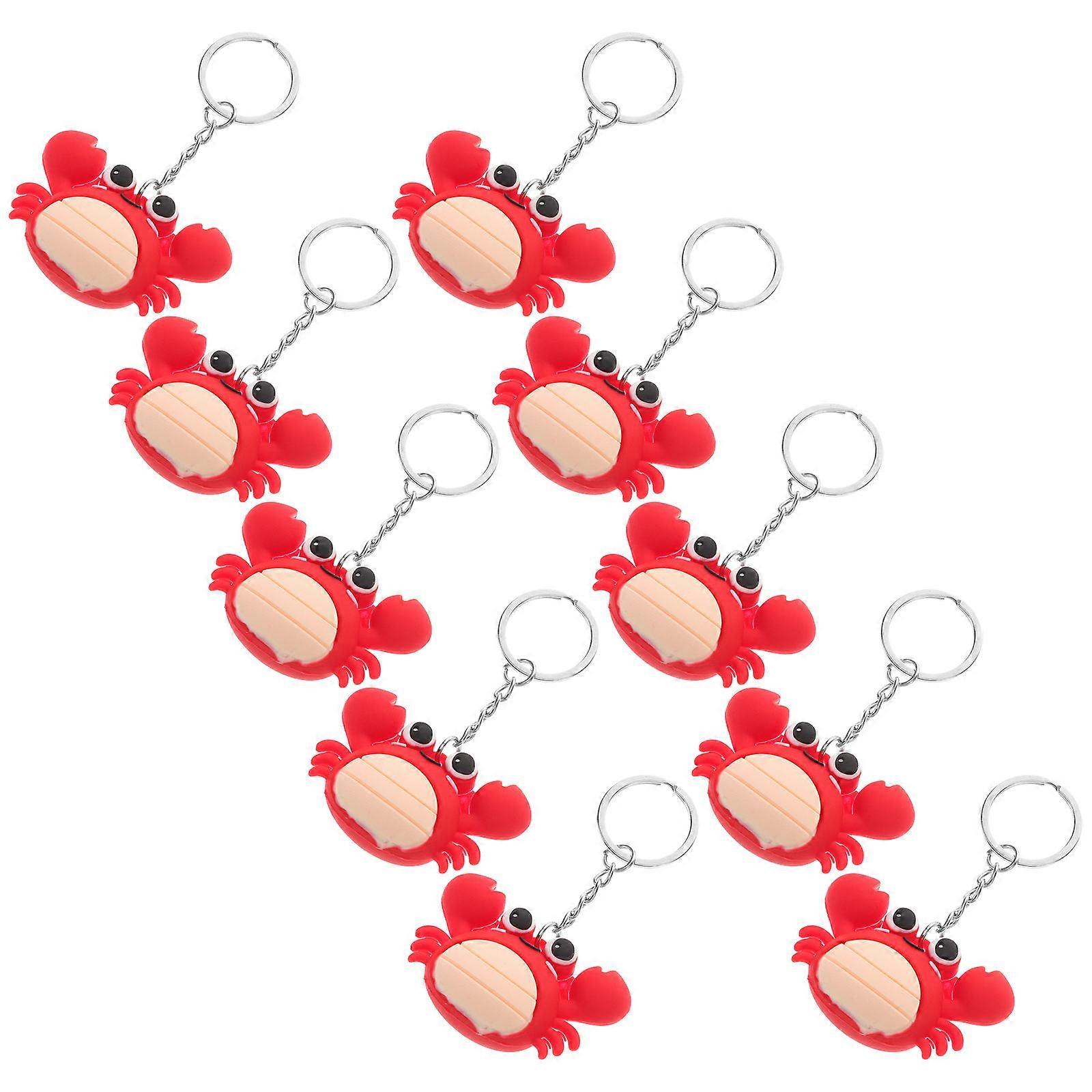 Red Simulation Crab Keychain for Hanging Keys with 10Pcs Cartoon Style Accessories