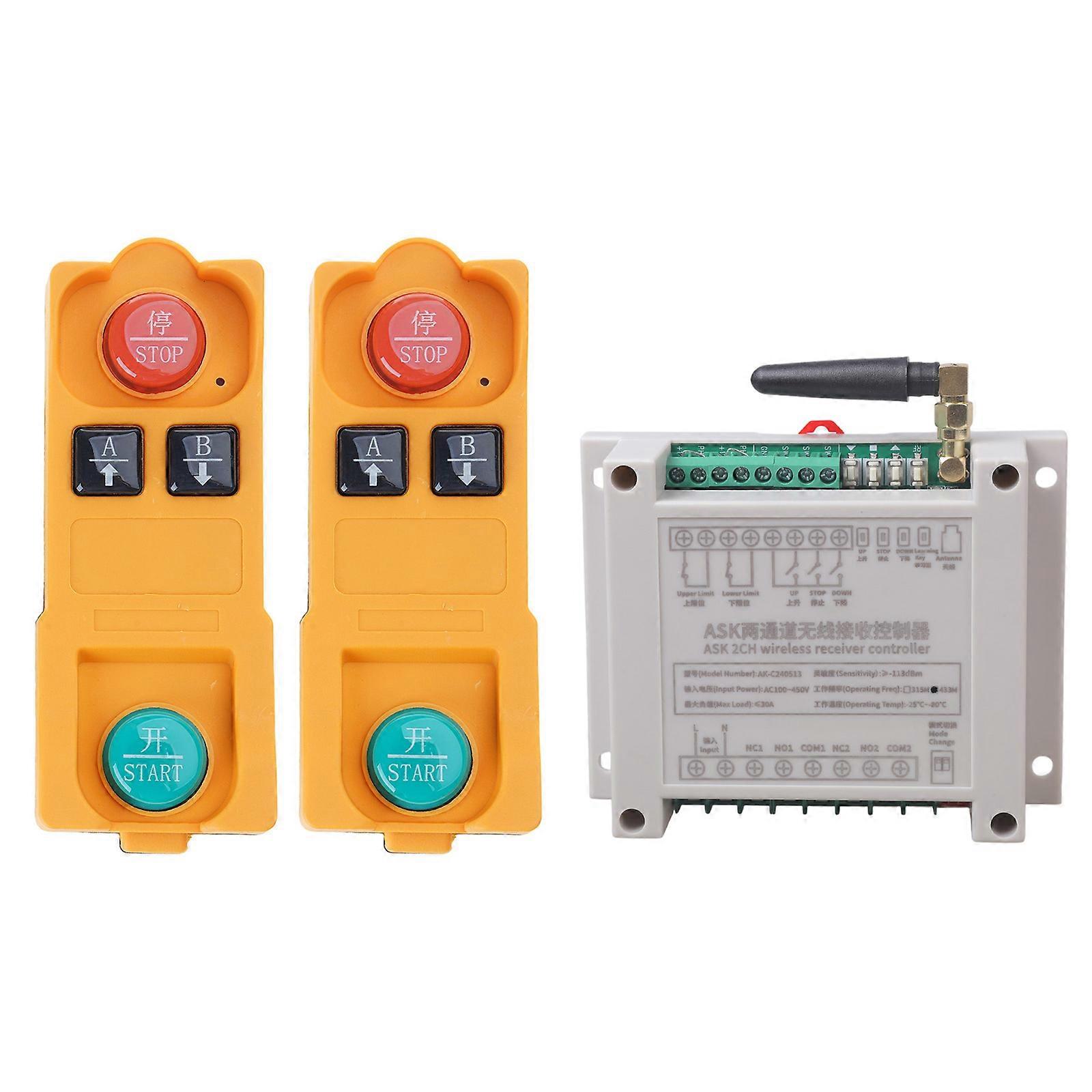 315/433MHz Industrial 2-key Remote Control AC220V~380V 2CH RF Wireless Remote Control Switch Transmitter for Garage Door Multicolor