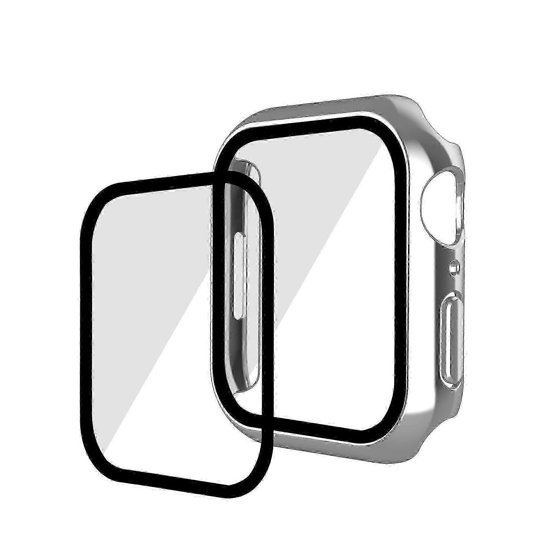 2 Pcs For Apple Watch 41mm Series 7 Protective Case with Built-in Tempered Glass Screen Protector and Full Coverage Hard Cover
