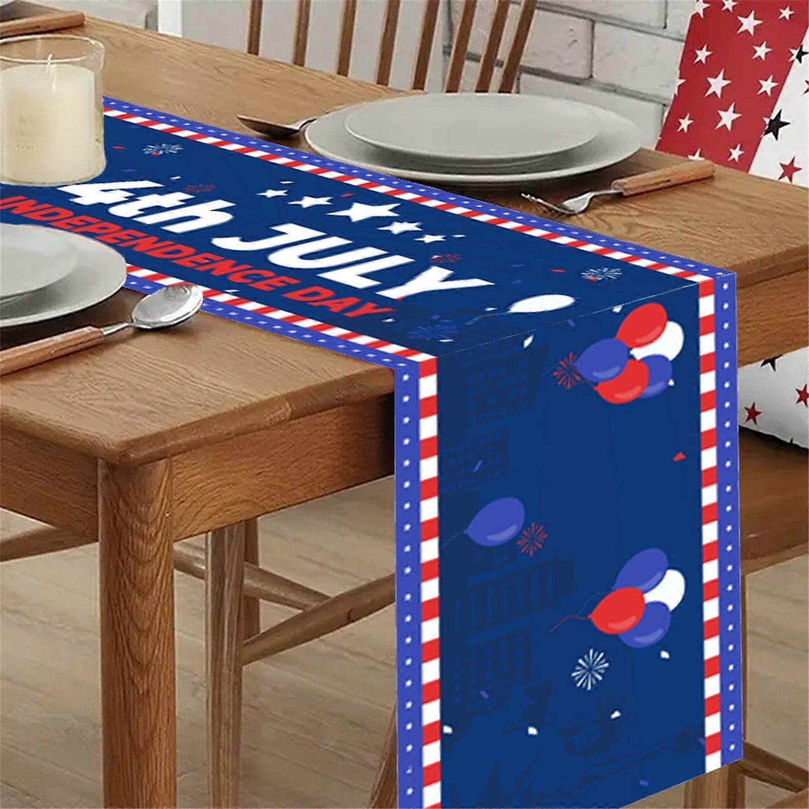 HKUKY Creative Independence Day Linen Printed Table Flag Table Decorations