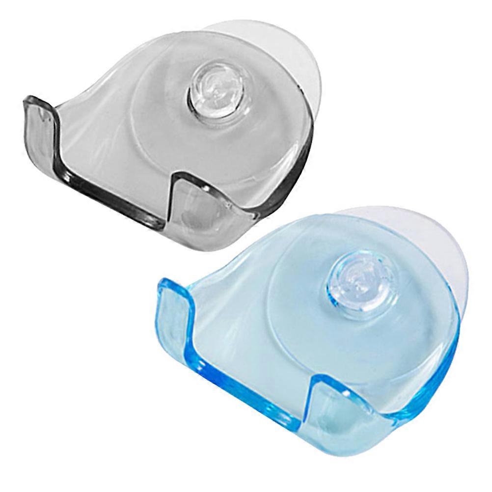 Suction Cup Shelf Holder Wall Mounted Hygiene Maintenance Grey Bathroom Use 2Pcs
