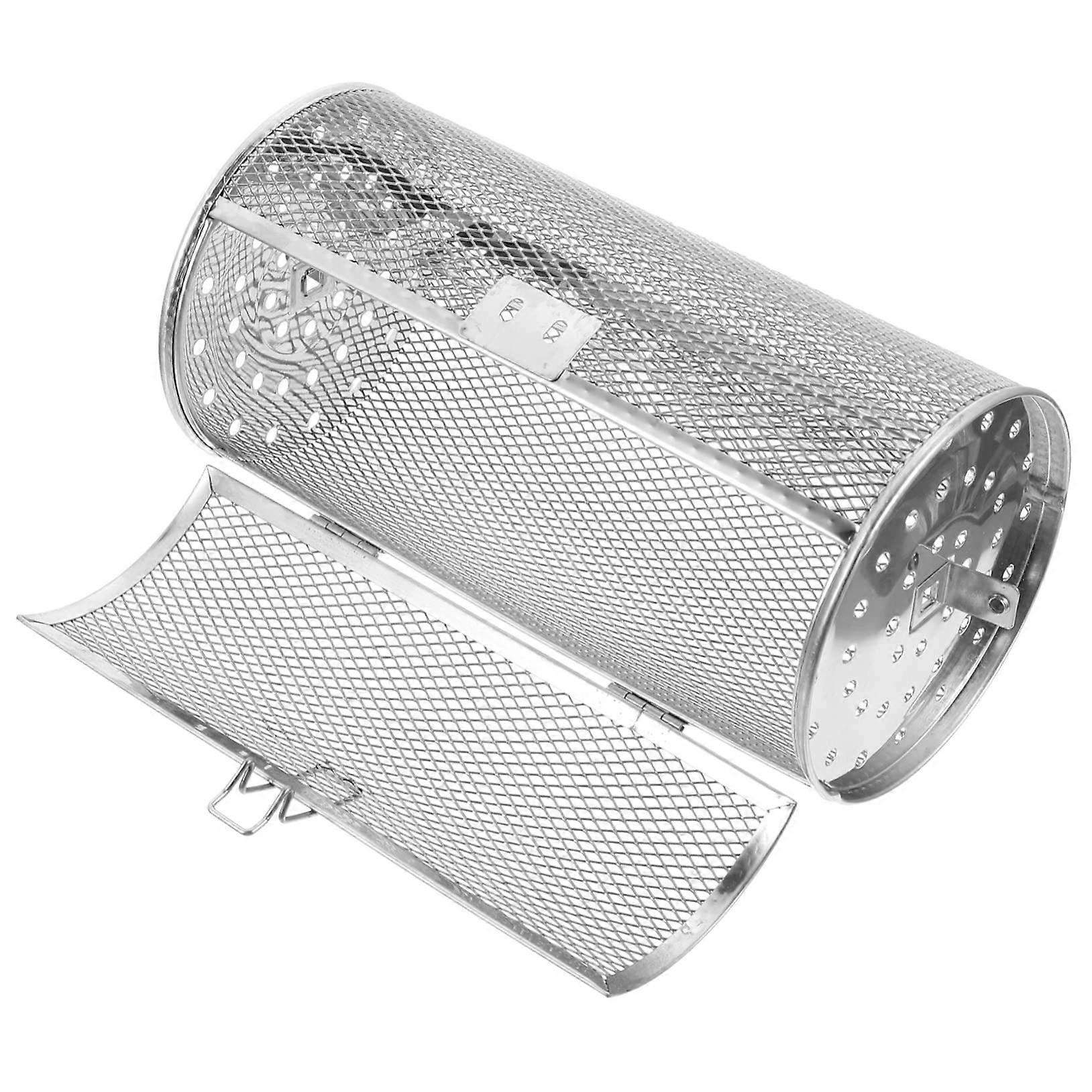 Stainless Steel Grill Basket with 360° Rotation and Secure Lock for Nuts and Vegetables, Dishwasher Safe