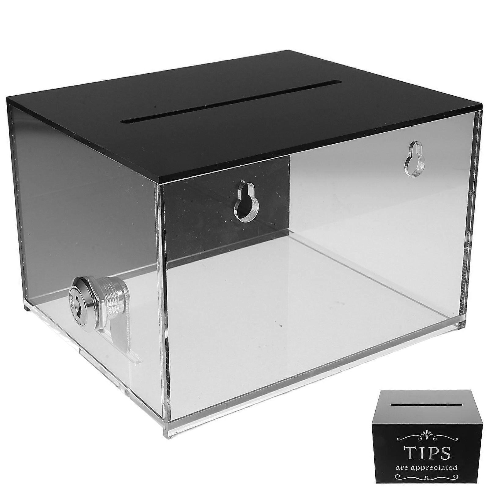 Acrylic Tip Storage Box with Lock for Bars Black Money Collection
