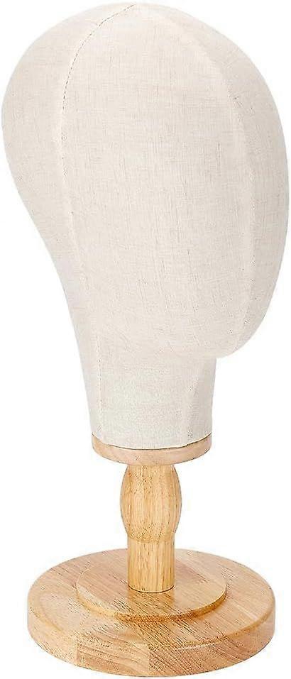 Head Display Stand 10.3 Inch Wig Head Stand Set Fabric Dummy Display Holder Canvas s Head with Wooden Base for Wigs Hats Caps Display