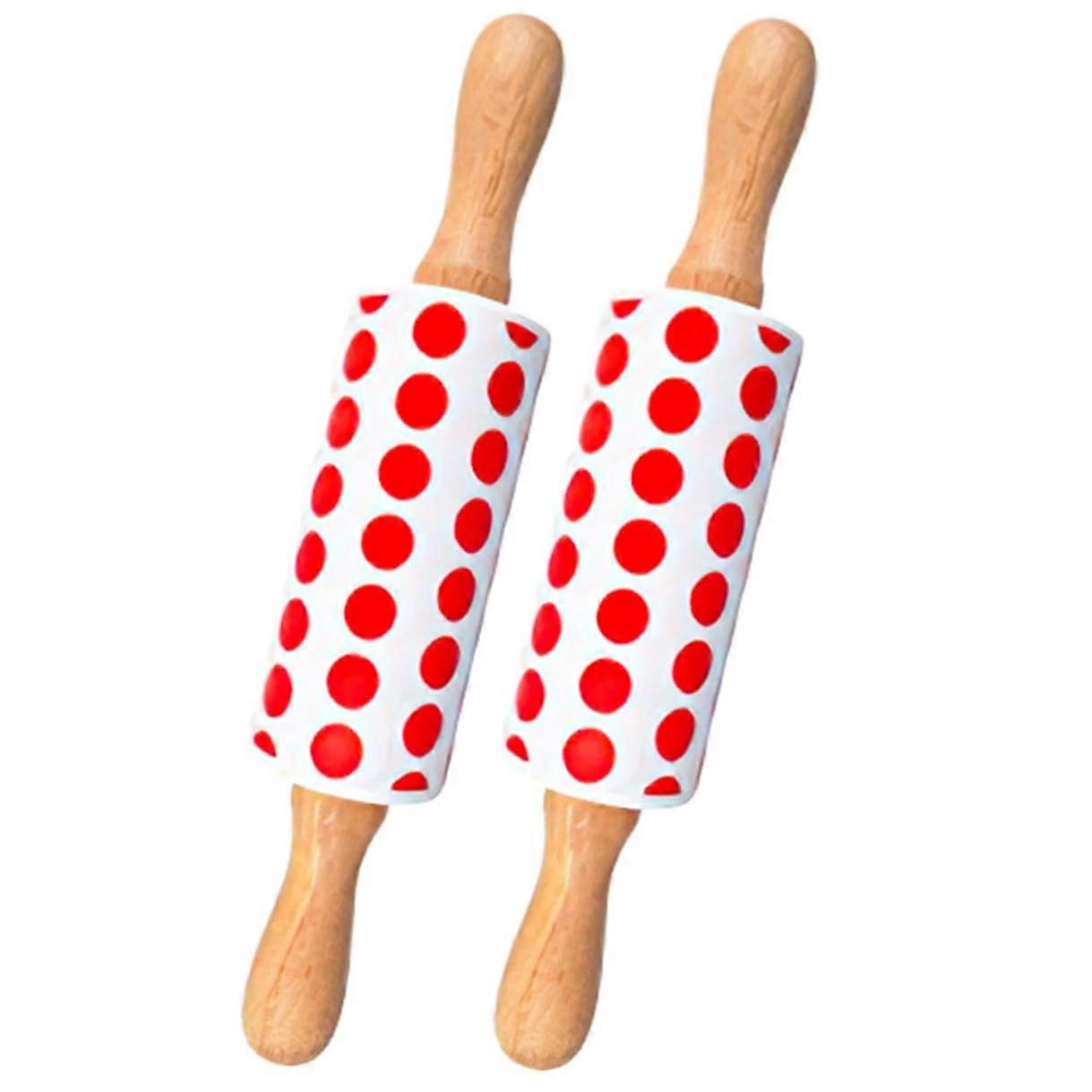 2pcs Small Wooden Rolling Pin Nonstick Surface for Baking Dough Pastry Fondant Dumpling Wrappers