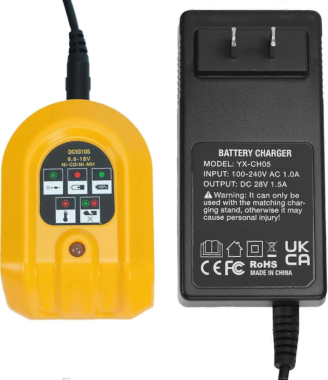 9.6V-18V Ni-MH Battery Charger for DeWalt, Fast Charging for Ni-MH/Ni-CD Rechargeable Batteries, Compatible with Power Tools