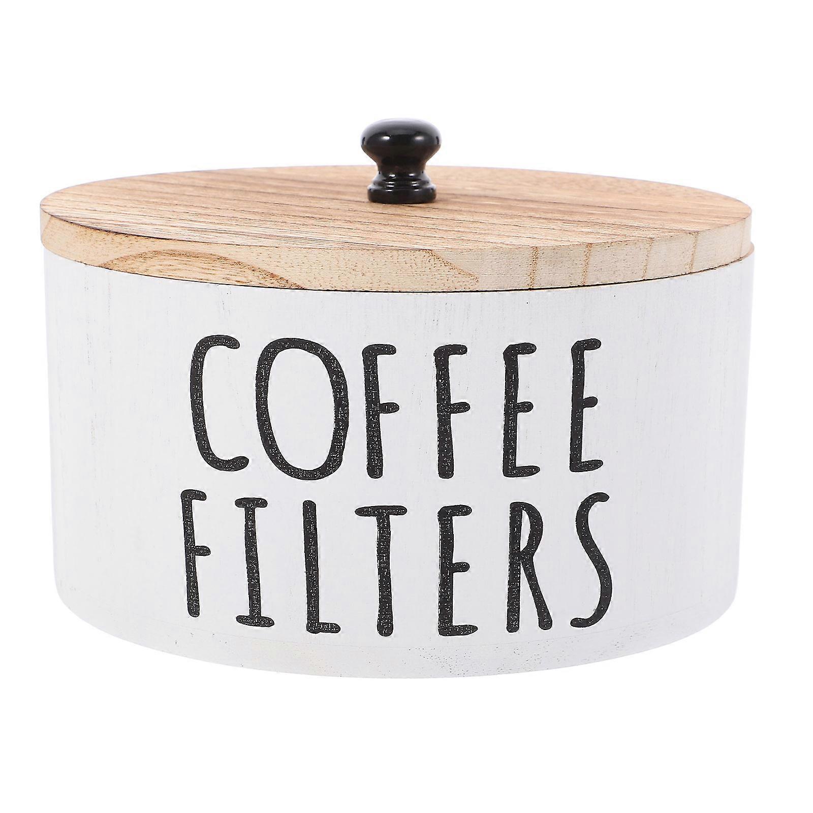 Coffee Filter Holder with Lid for Kitchen Use Wooden Storage Container