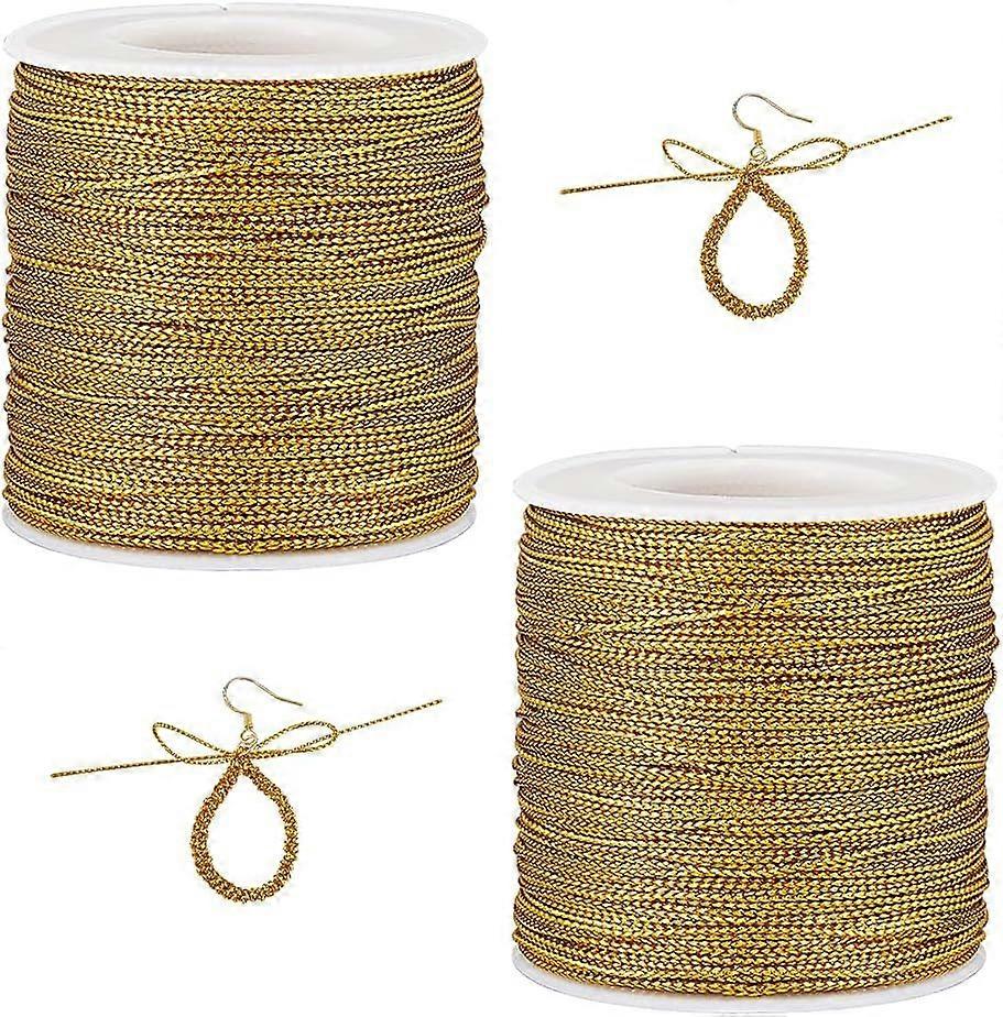 218 Yards Gold String Twine 2 Rolls Metallic Cord Baker String Macrame Glitter Gold Cord Polyester Threads for Gift Wrapping Packing Materials Crafts 